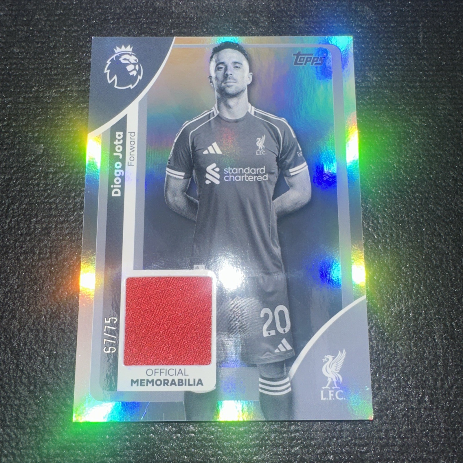 25-26 Topps Premier League Premier Relics Diogo Jota Black & White Rainbow /75