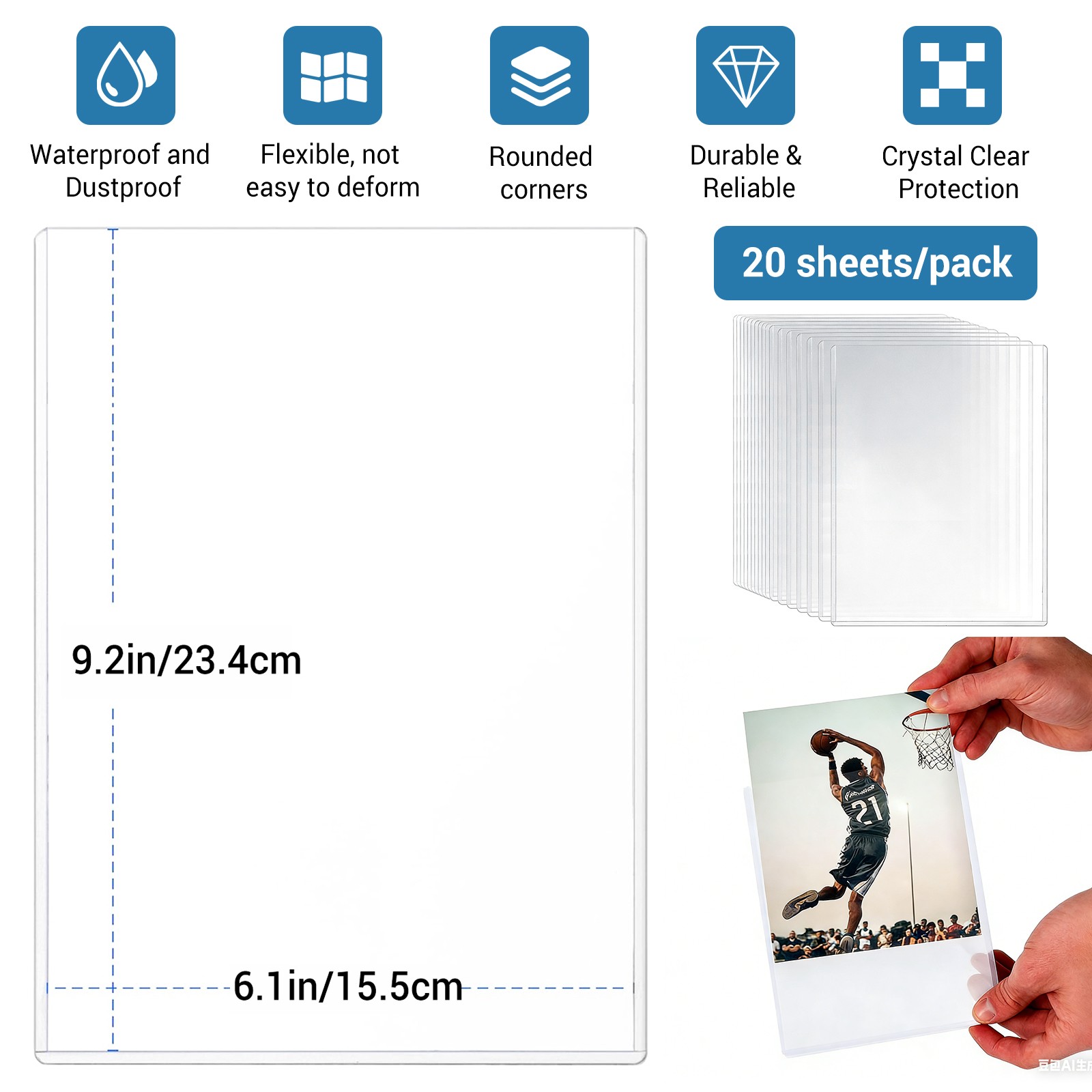 Rigid Print Protectors Hard PVC Document & Photo Sleeves 4×6”/ 5×7”/ 6×9”