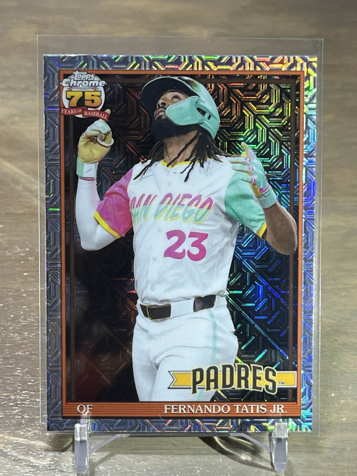 2026 Topps Series 1 Fernando Tatis Jr. Chrome Silver Pack Mojo Refractor #91C-55