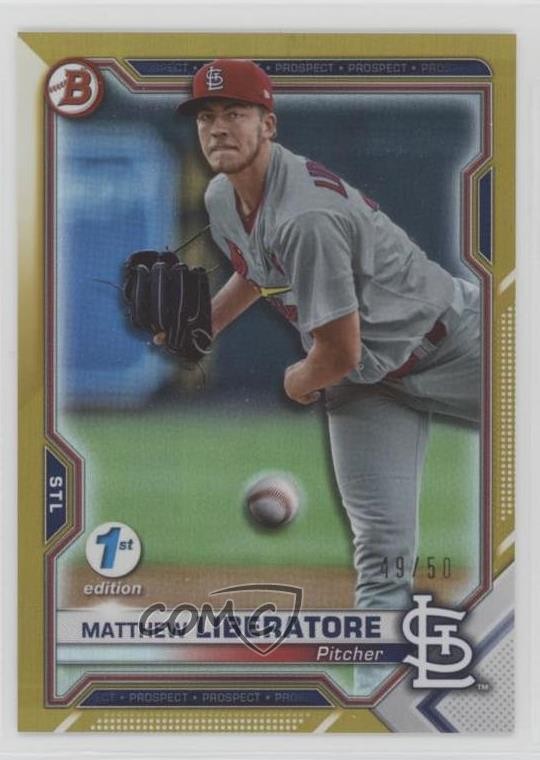 2021 Bowman 1st Edition Gold Foil 49/50 Matthew Liberatore #BFE-29 bn5