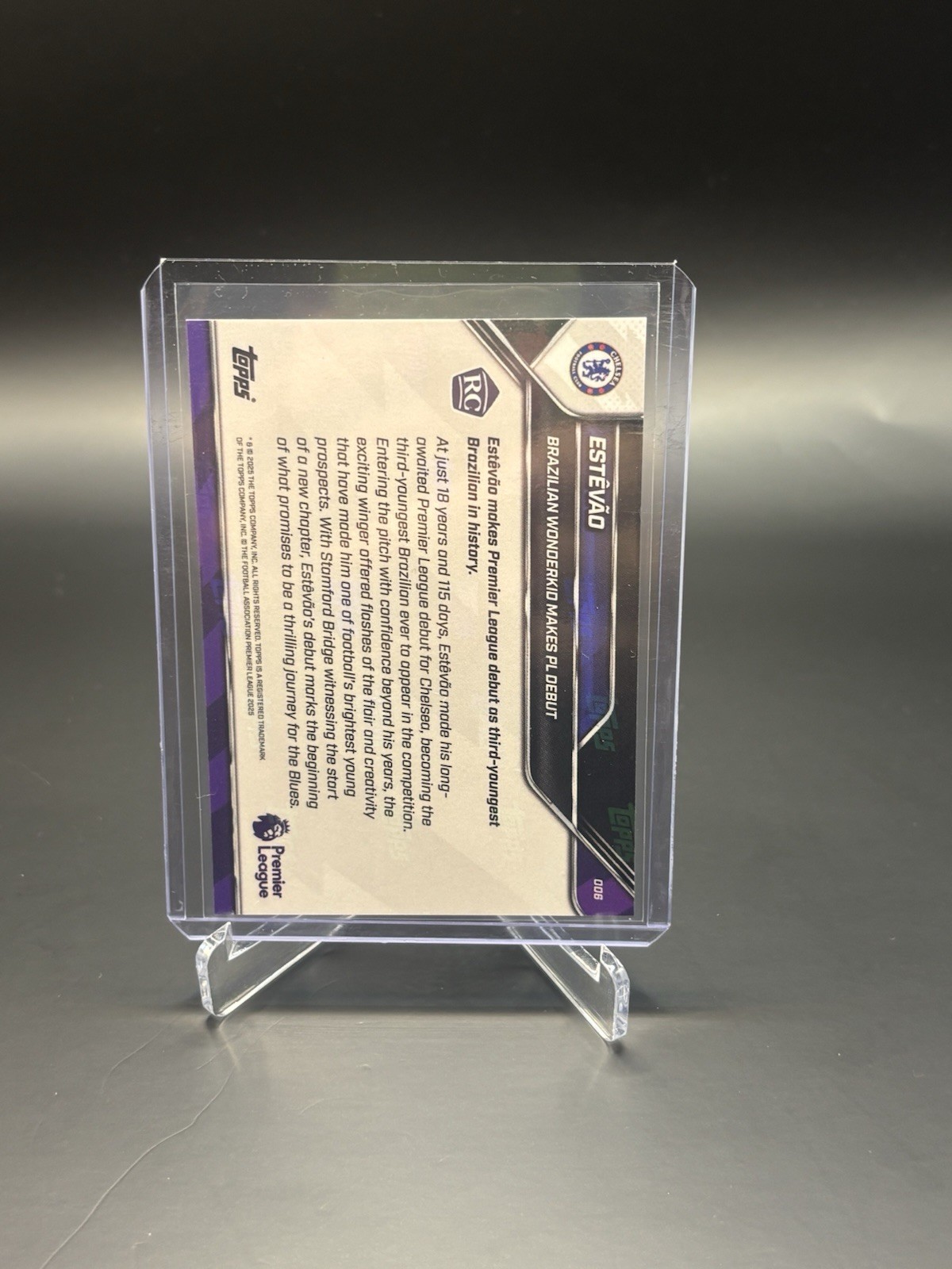 ESTEVAO 2025 Topps Now Chelsea Rookie #006 “Brazilian Wonderkid Makes PL Debut”