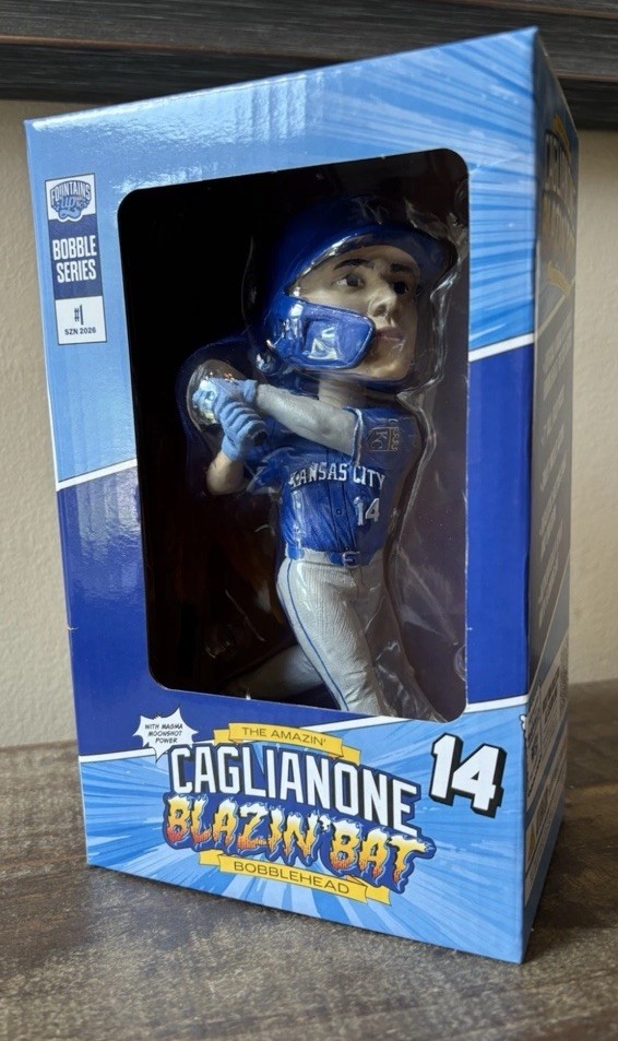 Jac Caglianone Blazin’ Bat Kansas City Royals SGA Bobblehead – NEW IN BOX