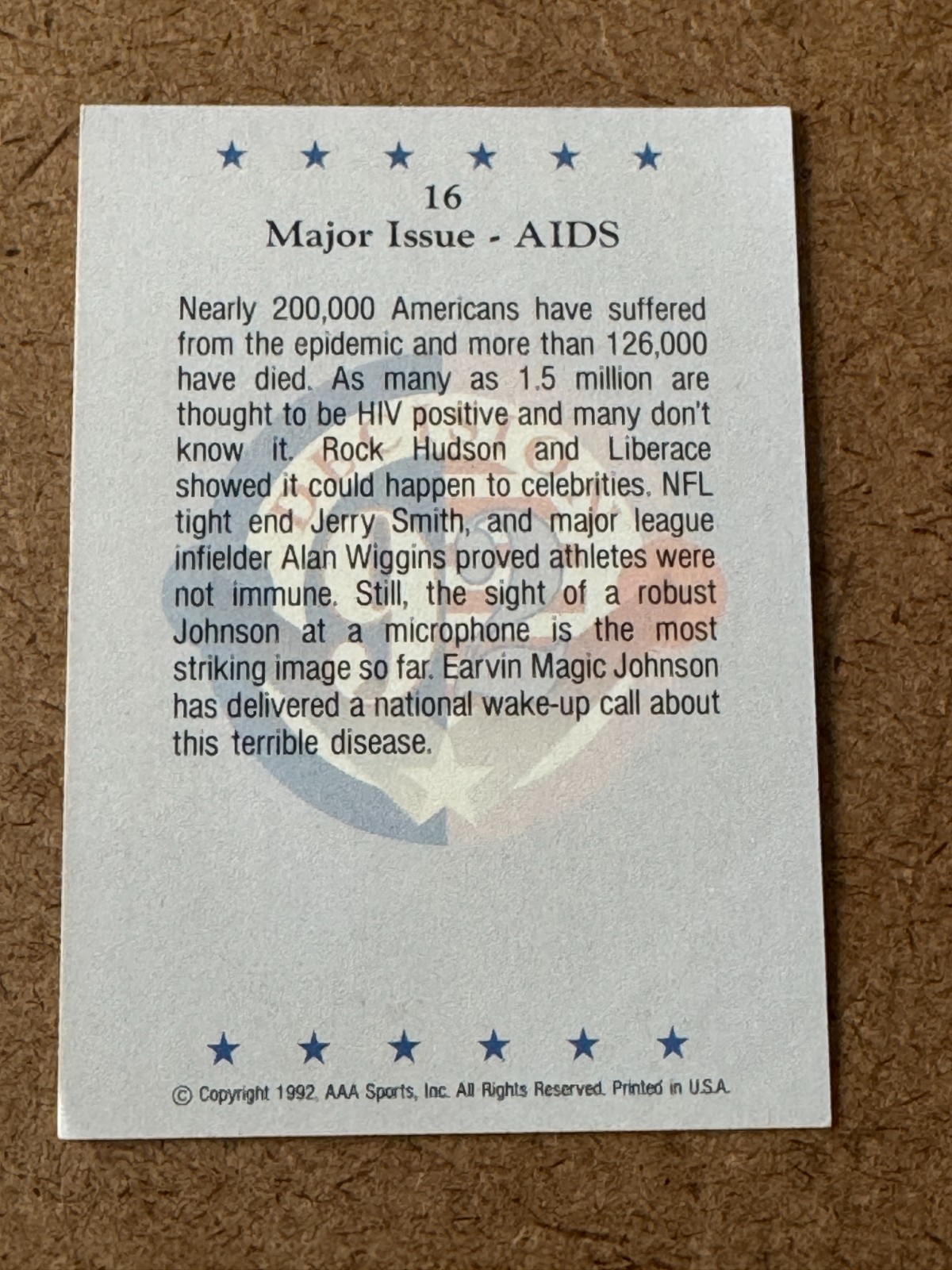 1992 Wild Card Decision #16 Earvin MAGIC Johnson HIV Lakers NBA Retirement AIDS