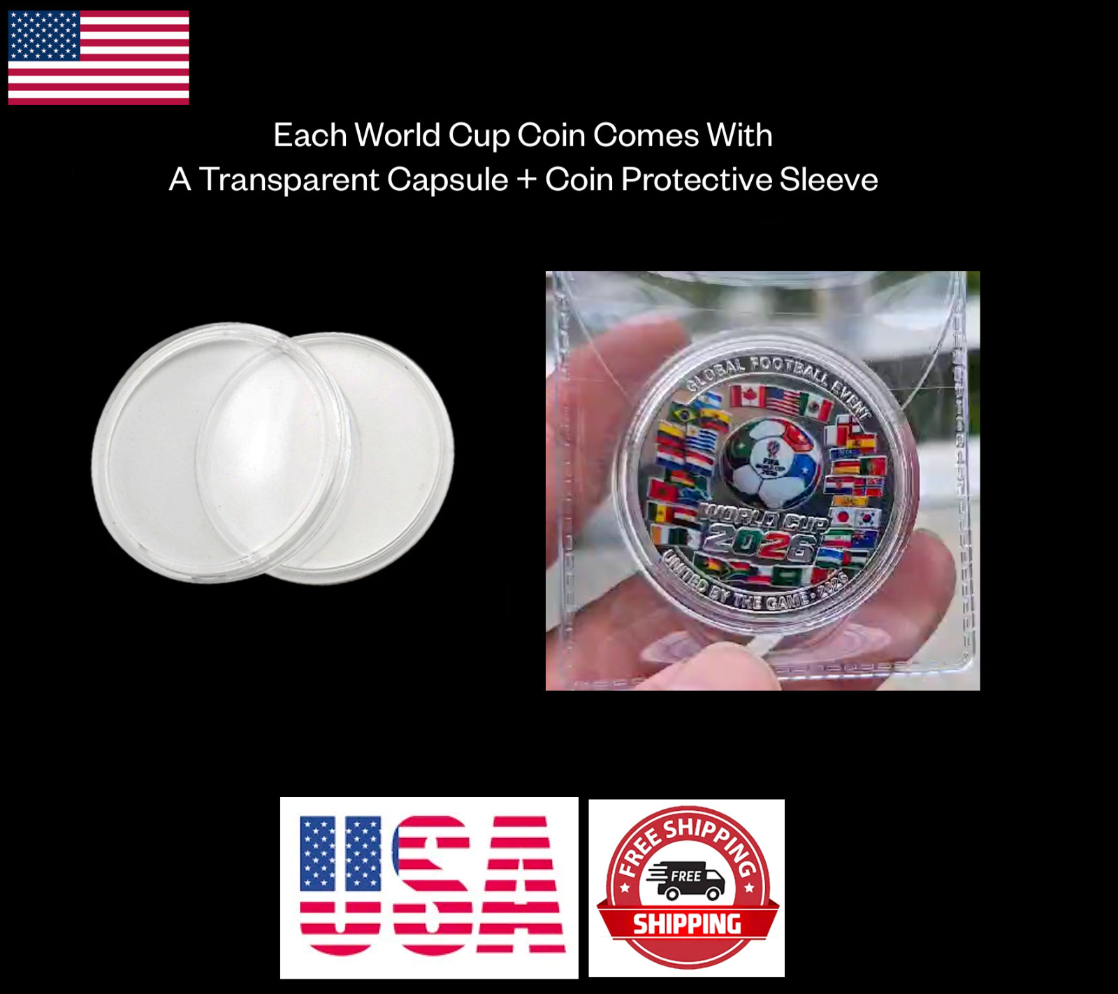 FIFA World Cup Commemorative Coin 2026 US Canada Mexico Football LIMITED EDITION