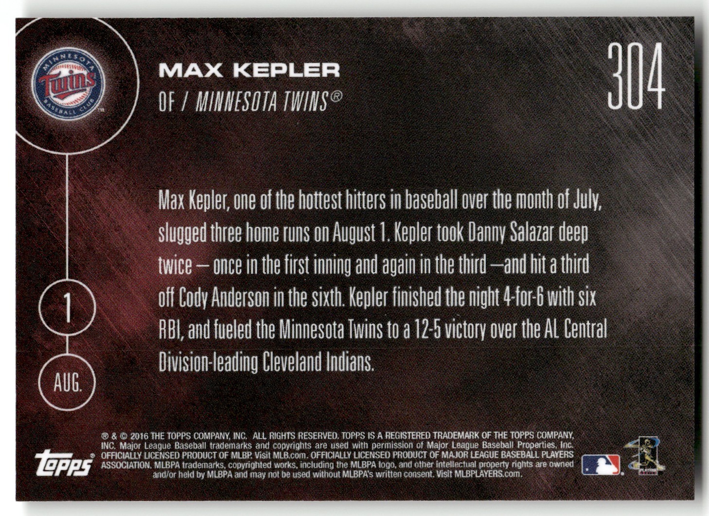 Max Kepler 2016 Topps NOW MASHES 3HRs #304 RC ROOKIE! LOW 389 PRINT RUN!