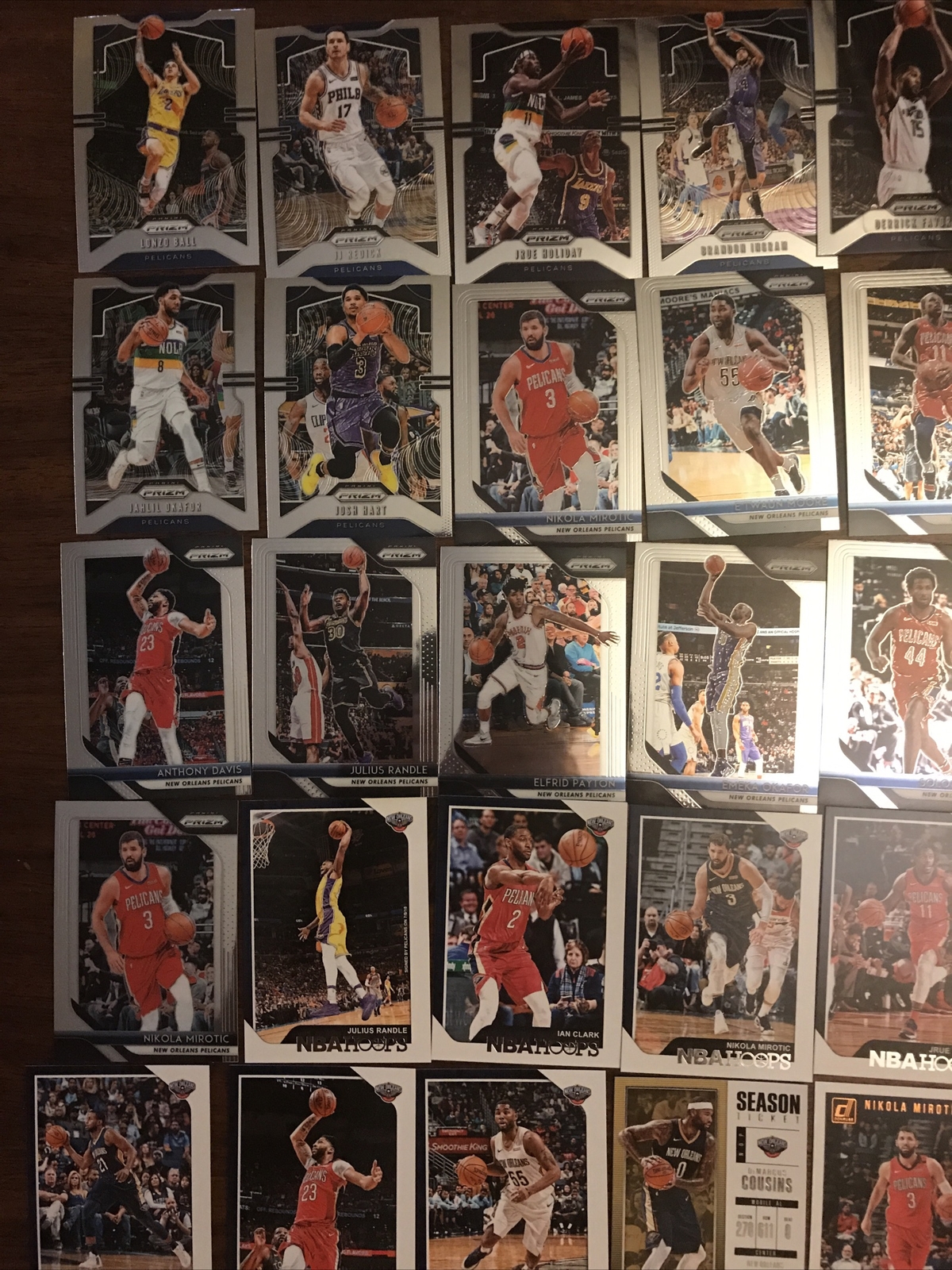 New Orleans Pelicans Cards Anthony Davis, Lonzo Ball, Brandon Ingram Option 1