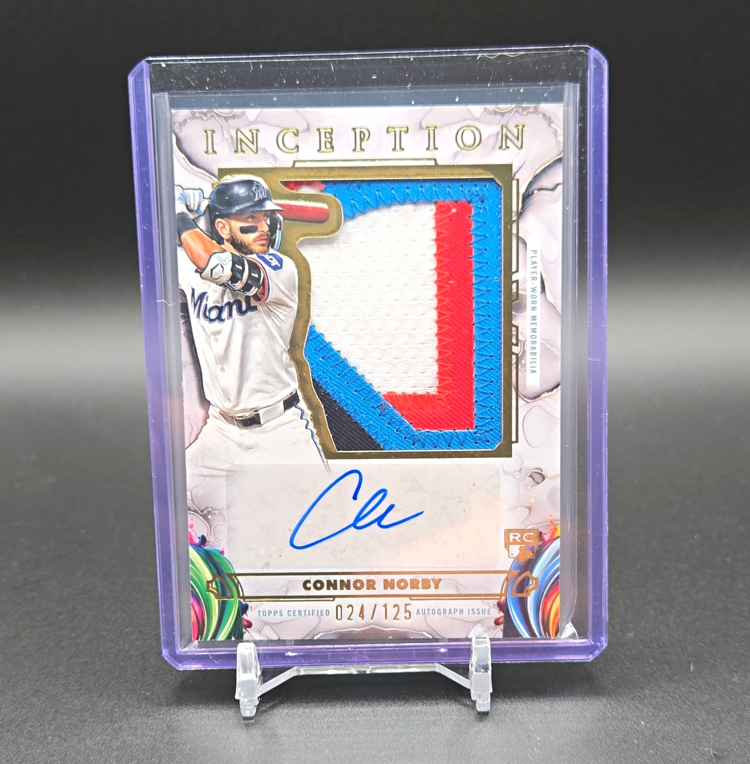Topps Inception 2025 Connor Norby RC Auto Jumbo Patch 024/125 IAJP-CN Marlins
