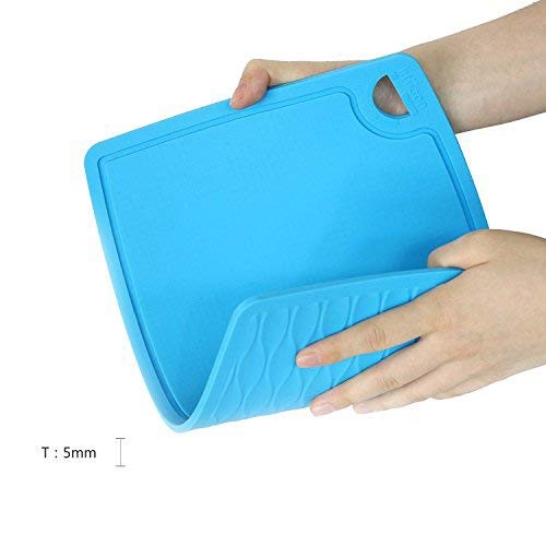 Liflicon Thick Silicone Cutting Board 12.6” x 9.1” 12.6″L x 9.1″W, M-Blue