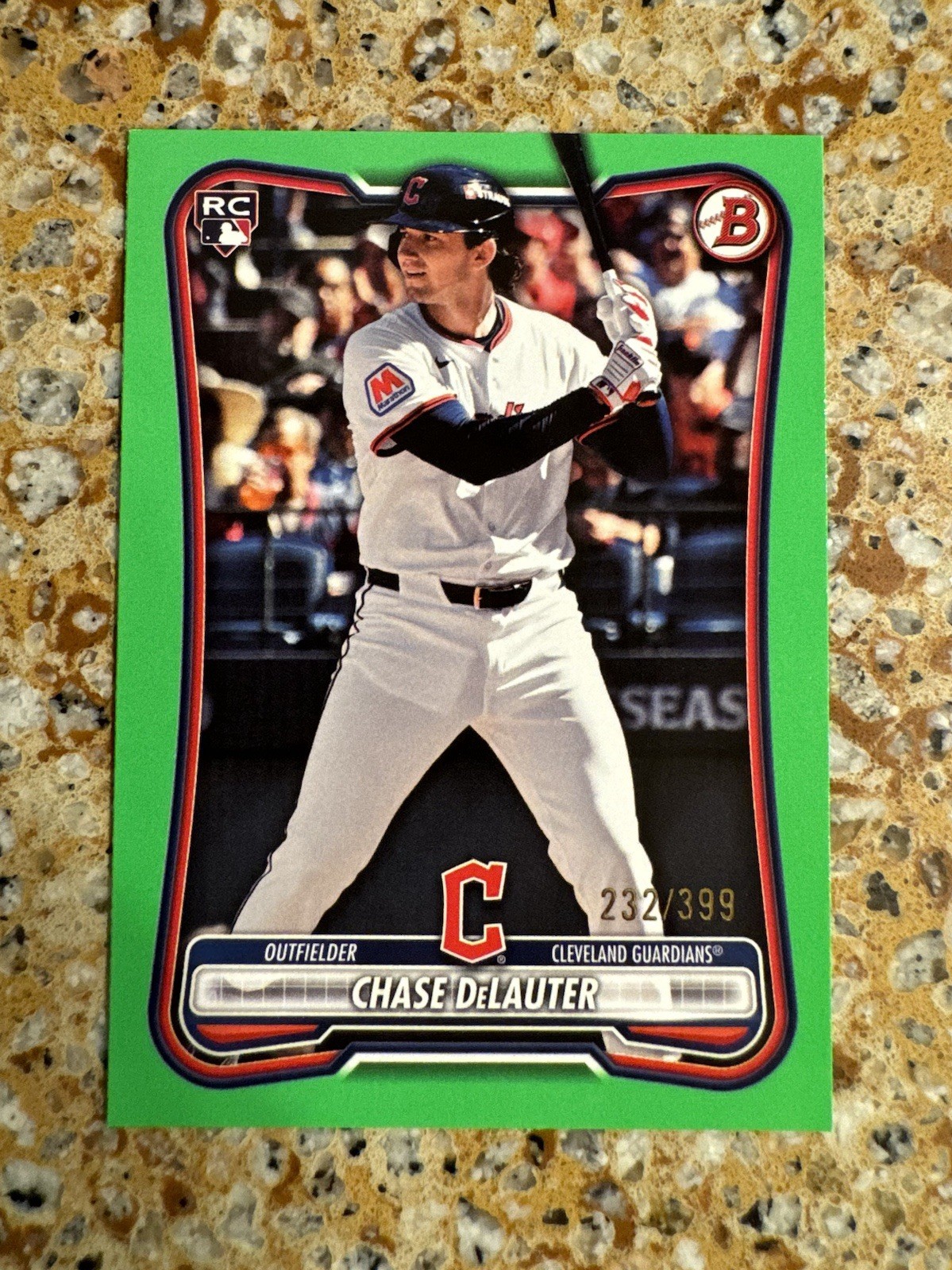 CHASE DELAUTER 2026 BOWMAN NEON GREEN PAPER RC 232/399 #37 GUARDIANS