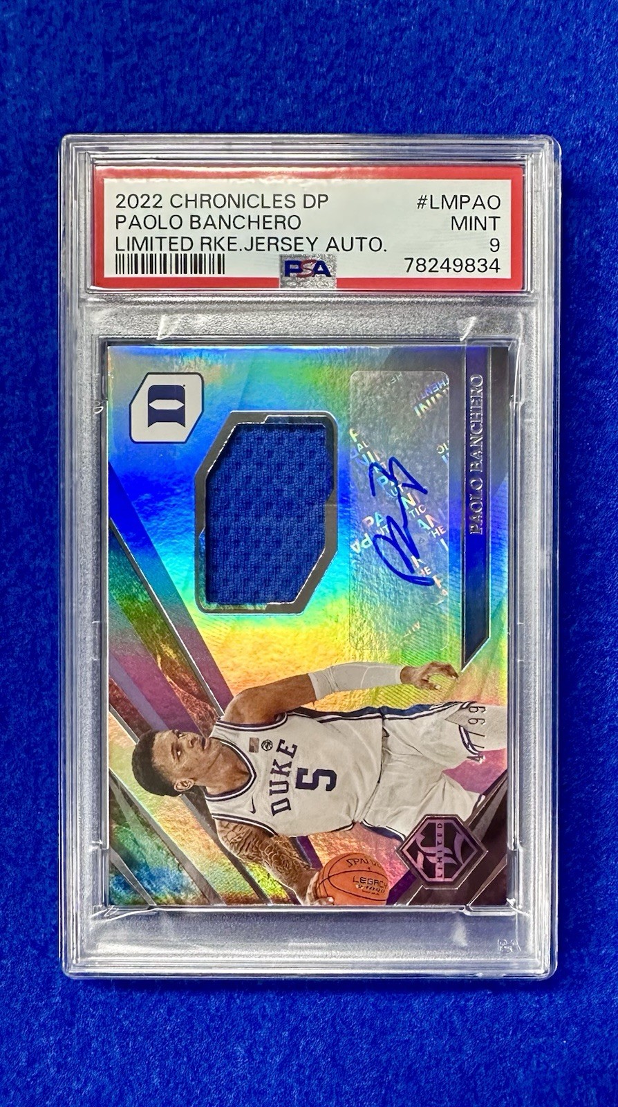 Paolo Banchero 2022-23 Chronicles Limited RPA Jersey Patch Auto RC SP /99 PSA 7