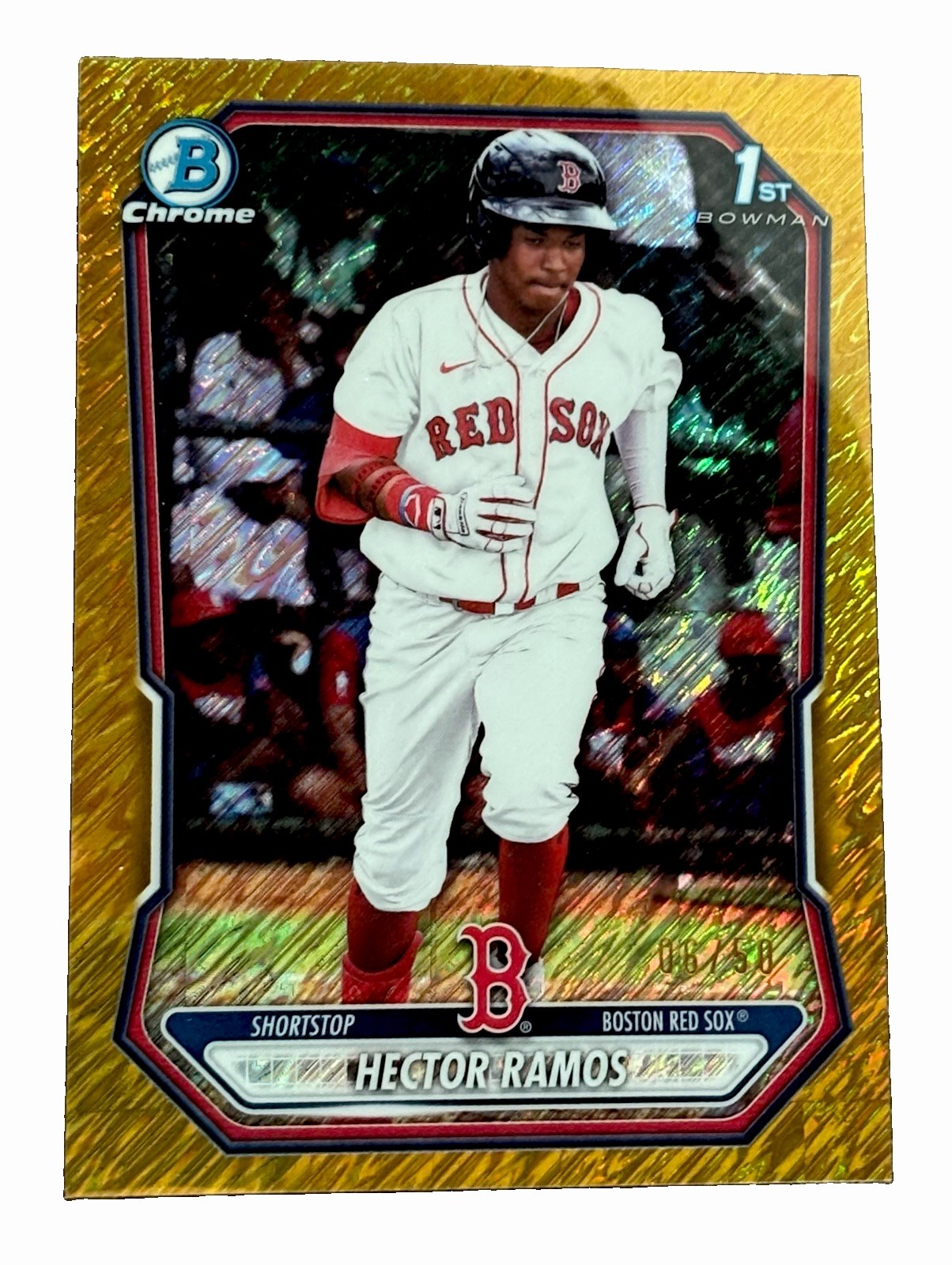2026 Bowman Chrome Hector Ramos 1st Gold Shimmer Refractor 06/50 Red Sox