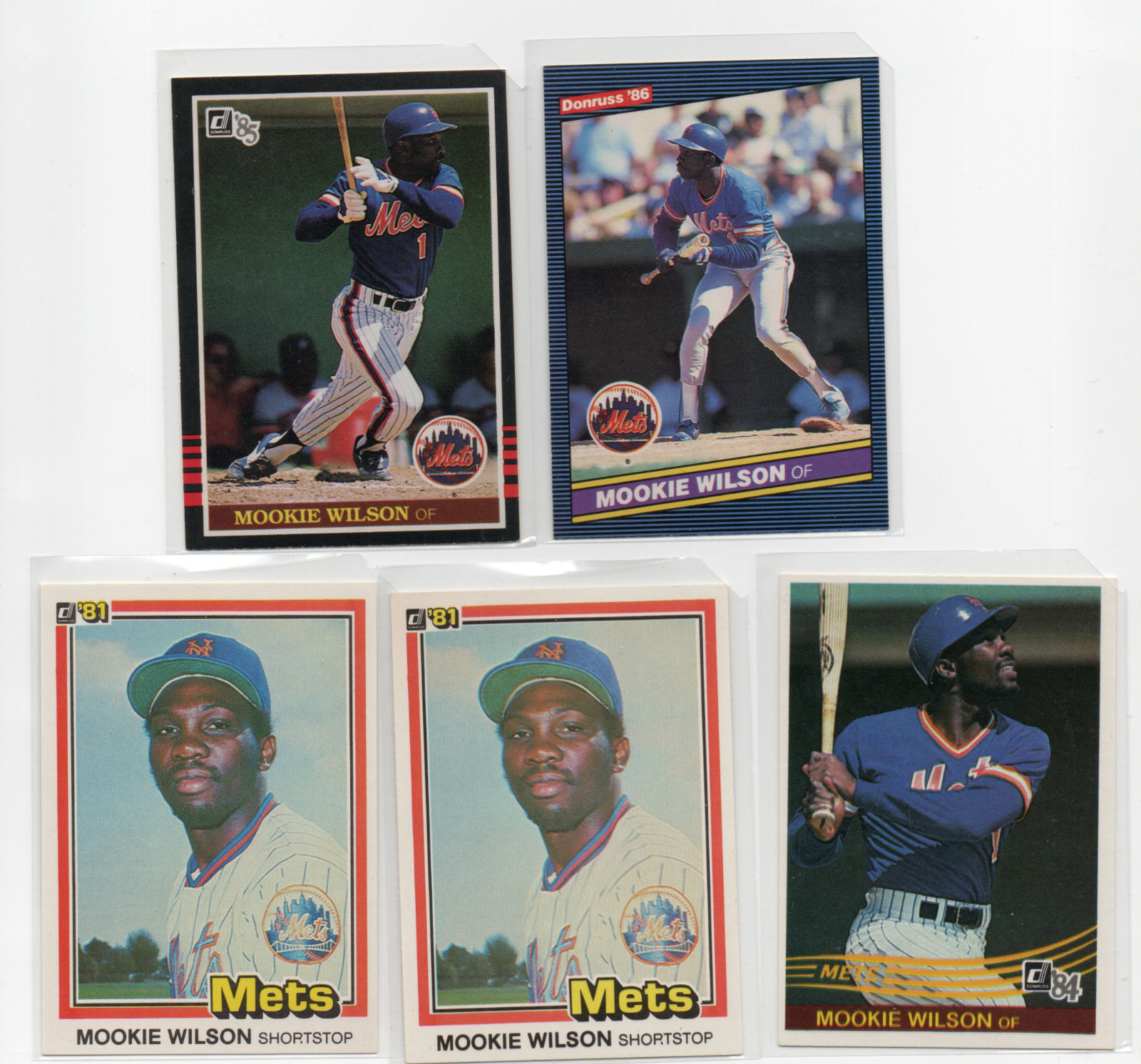 MOOKIE WILSON NEW YORK METS 1981 1984 85 86 DONRUSS ROOKIE 5X LOT