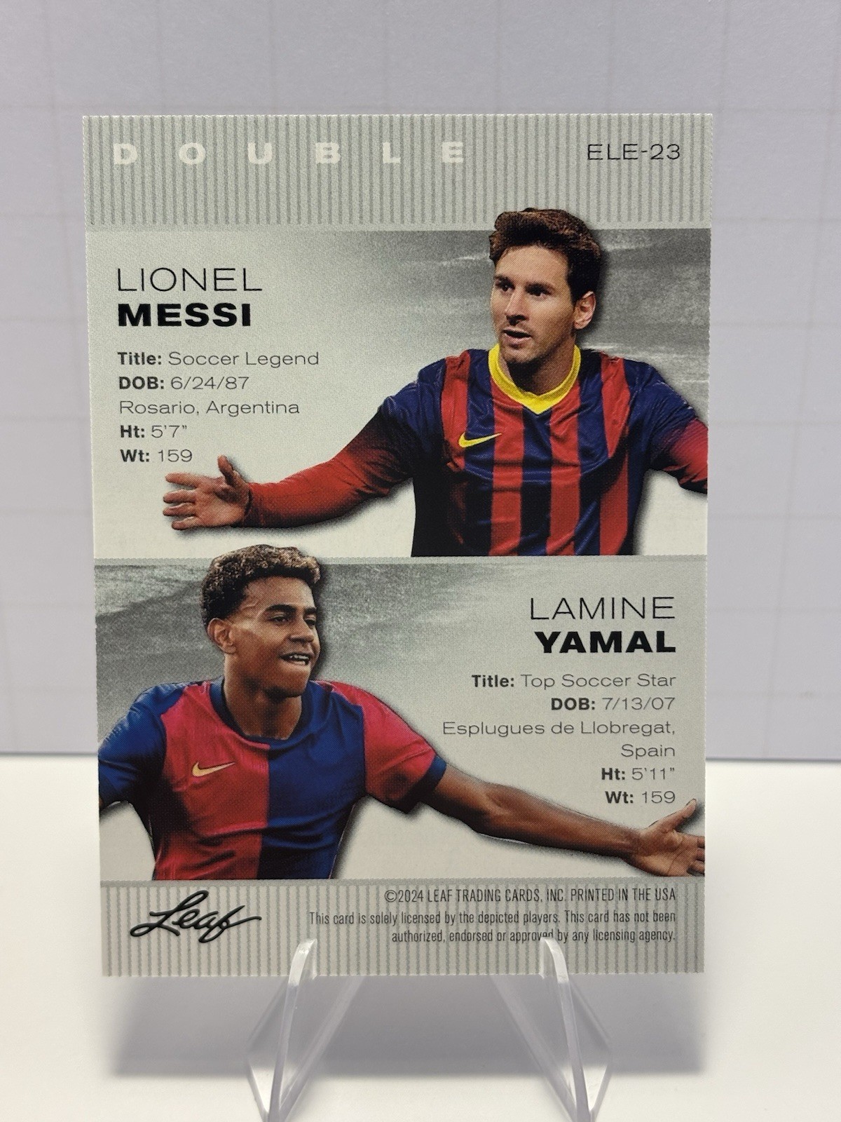 Lionel Messi * Lamine Yamal * 2024 Leaf “Double Edition” #ELE-23 Soccer Card