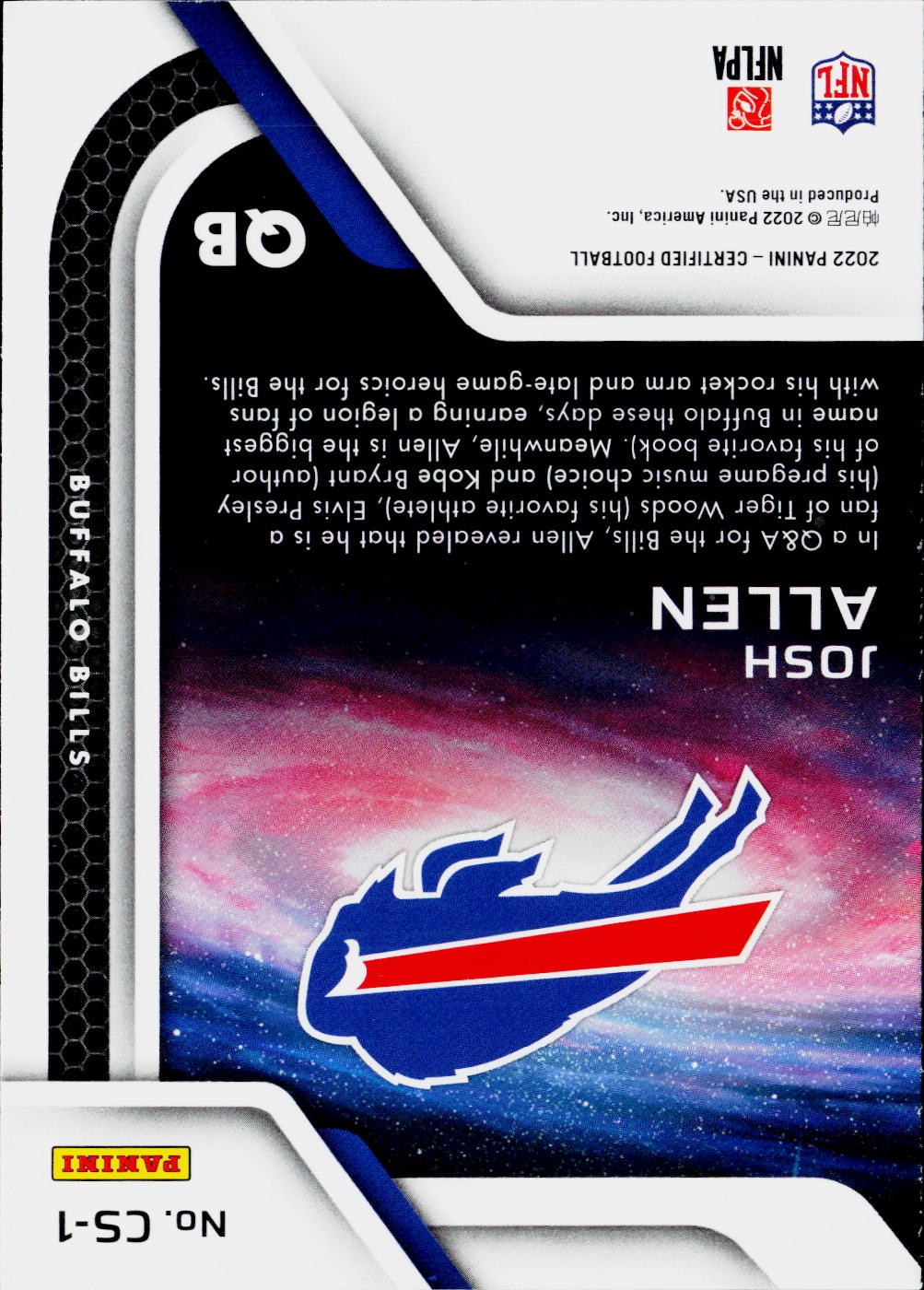 2022 Panini Certified #CS-1 Josh Allen Certified Stars