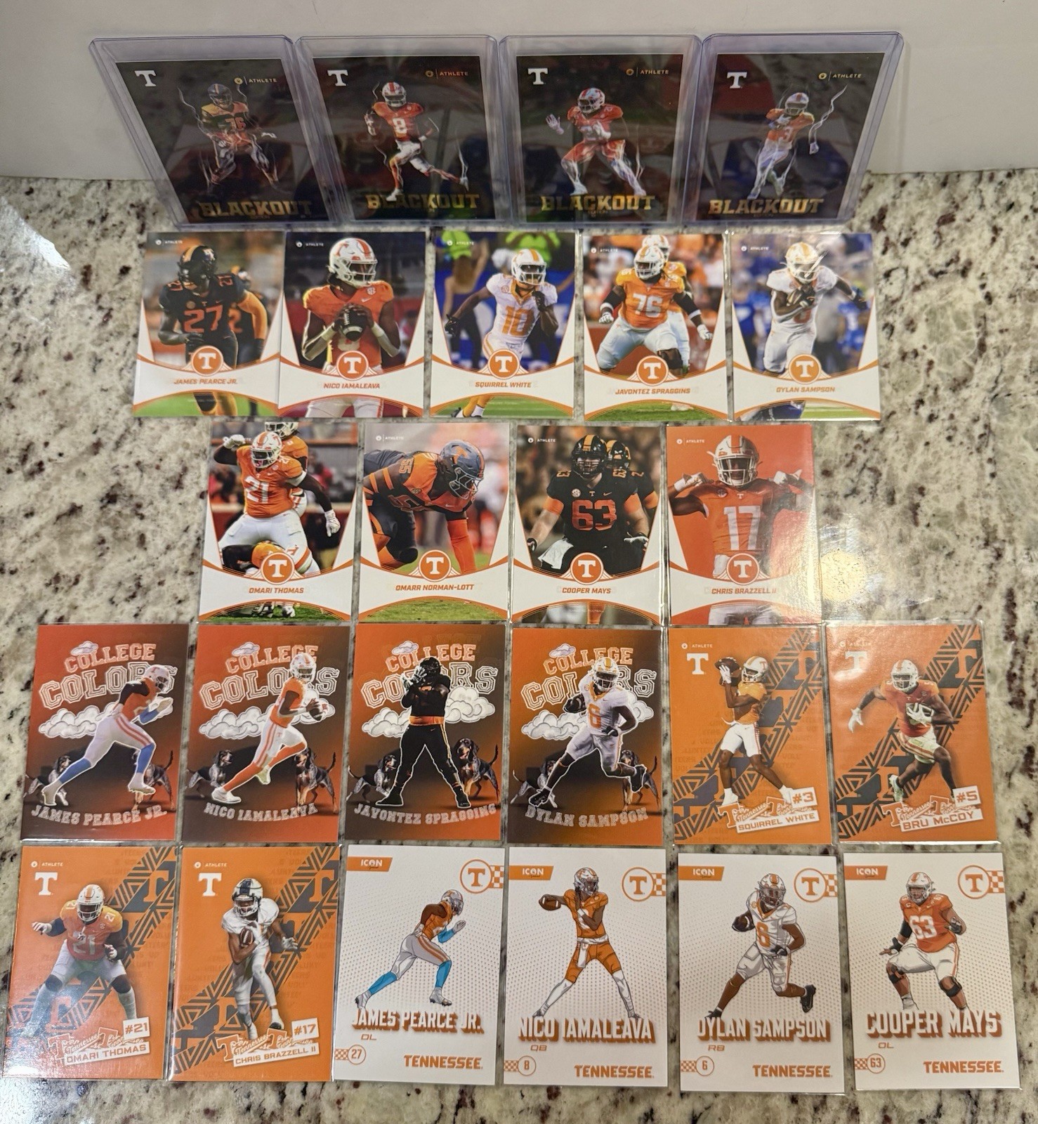 Tennessee Volunteers Football 2024 ONIT Athlete Incomplete Lot Of 25 Cards