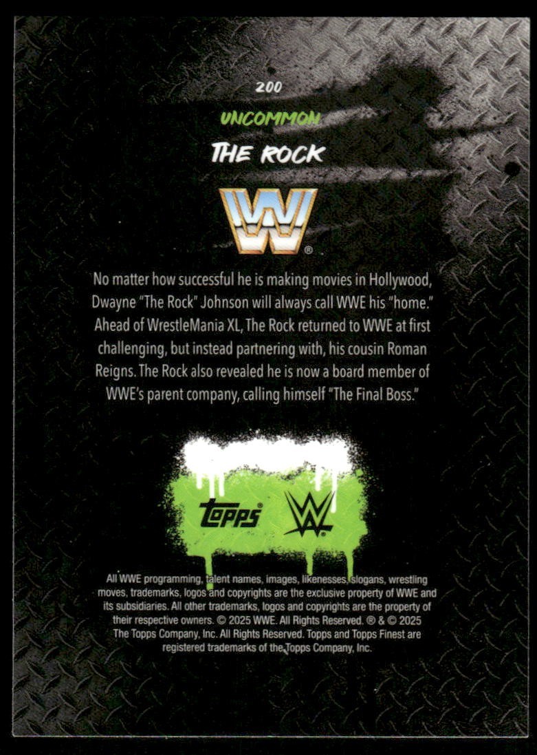 2025 Topps Finest WWE #200 The Rock wrestling card