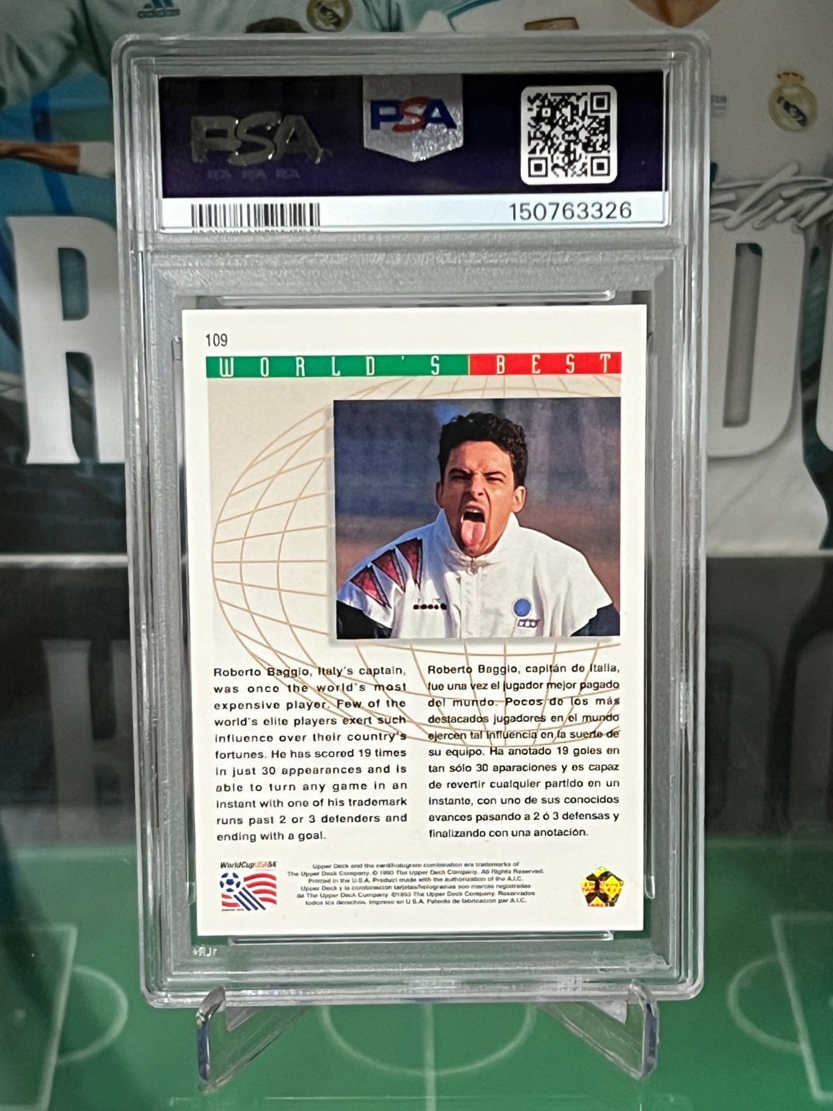1993 Upper Deck World Cup 94 Preview English/Spanish #109 Roberto Baggio PSA 9