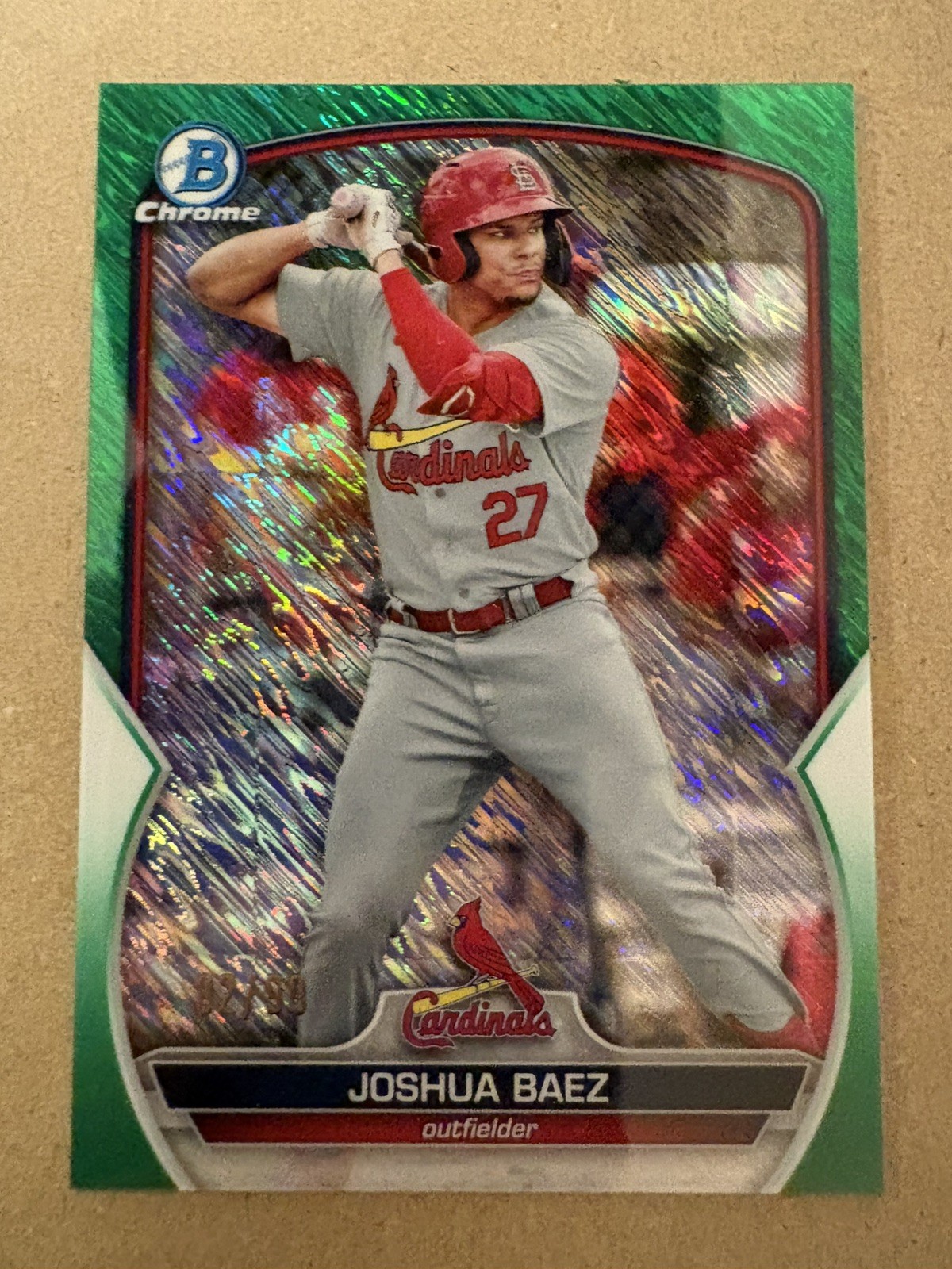 2023 Joshua Baez Bowman Chrome Green Shimmer Refractor /99 Card #BCP-127 STL