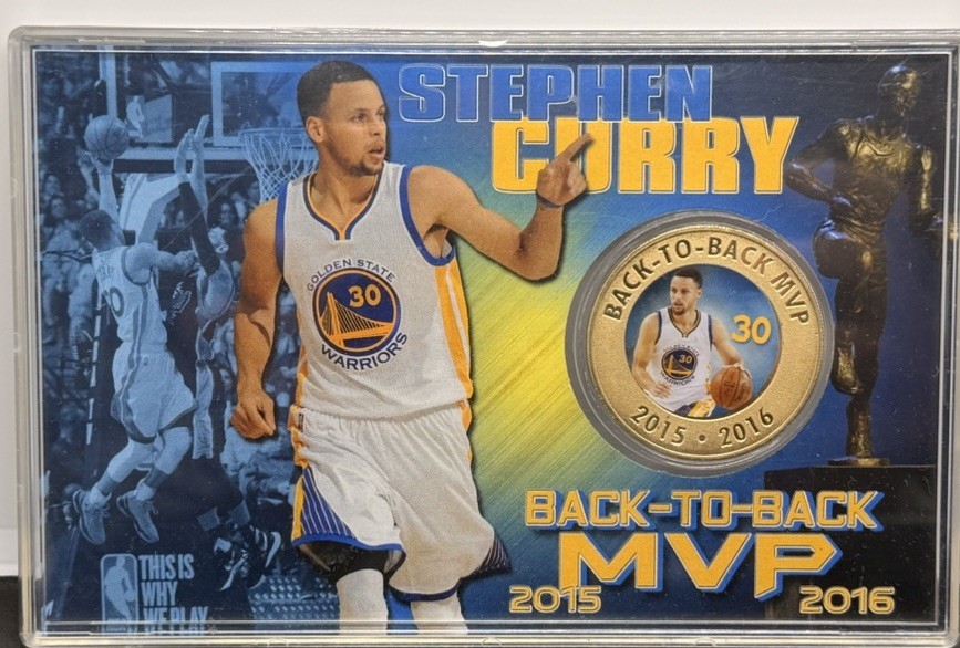 Stephen Curry 2015 Back To Back MVP Gold Coin 39mm Bronze Rare Grail
