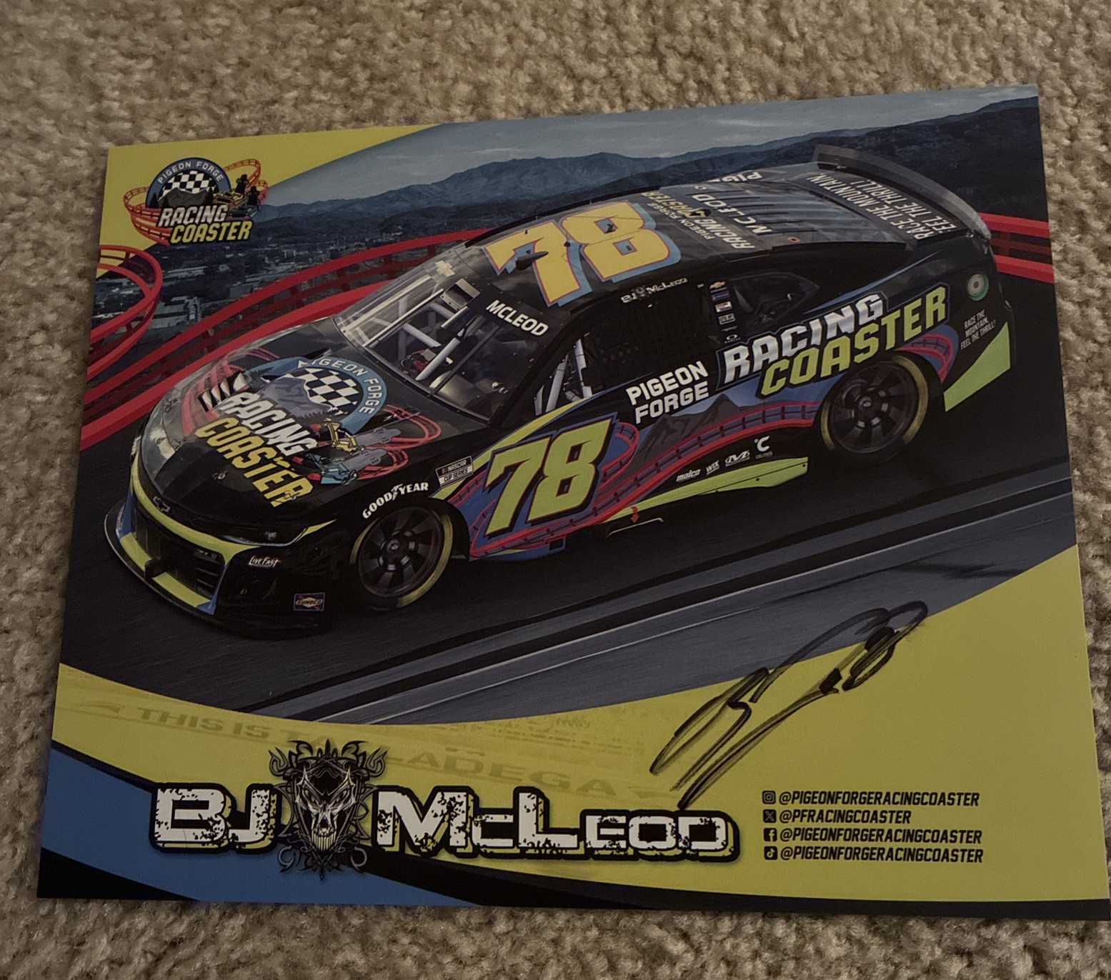 NASCAR Driver #92 BJ McLeod Racing Coaster 2026 Autographed Postcard