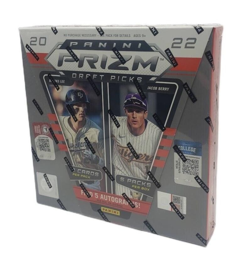 2022 Panini Prizm Draft Baseball Factory Sealed Hobby Box 5 Autograph Cards!