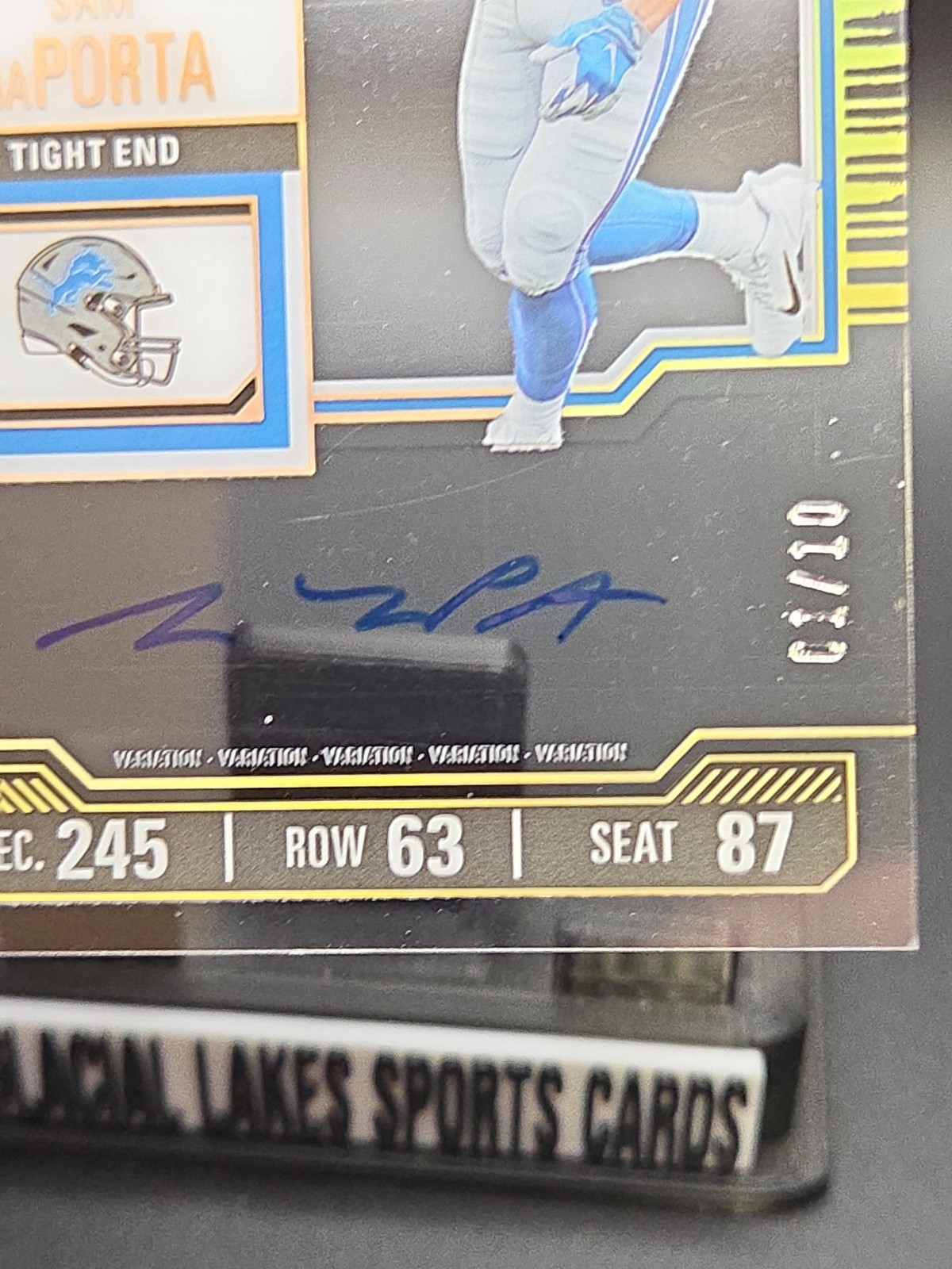 First On Print 2023 Contenders – Rookie Ticket RPS Sam LaPorta Auto 1/10 Lions