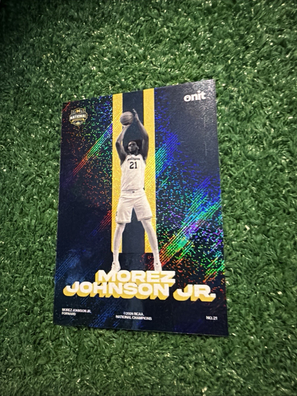 MOREZ JOHNSON JR 2025-26 ONIT Michigan Basketball National Champions R-4 HOLO BD