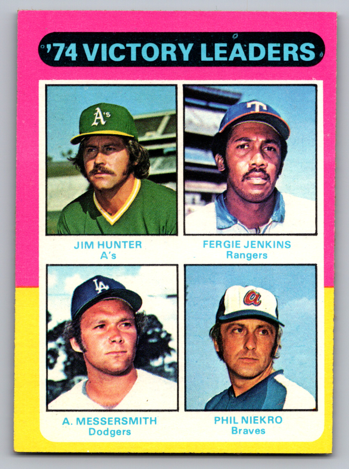 1975 TOPPS #310 JIM ‘CATFISH’ HUNTER/FERGIE JENKINS/ANDY MESSERSMITH/PHIL NIEKRO
