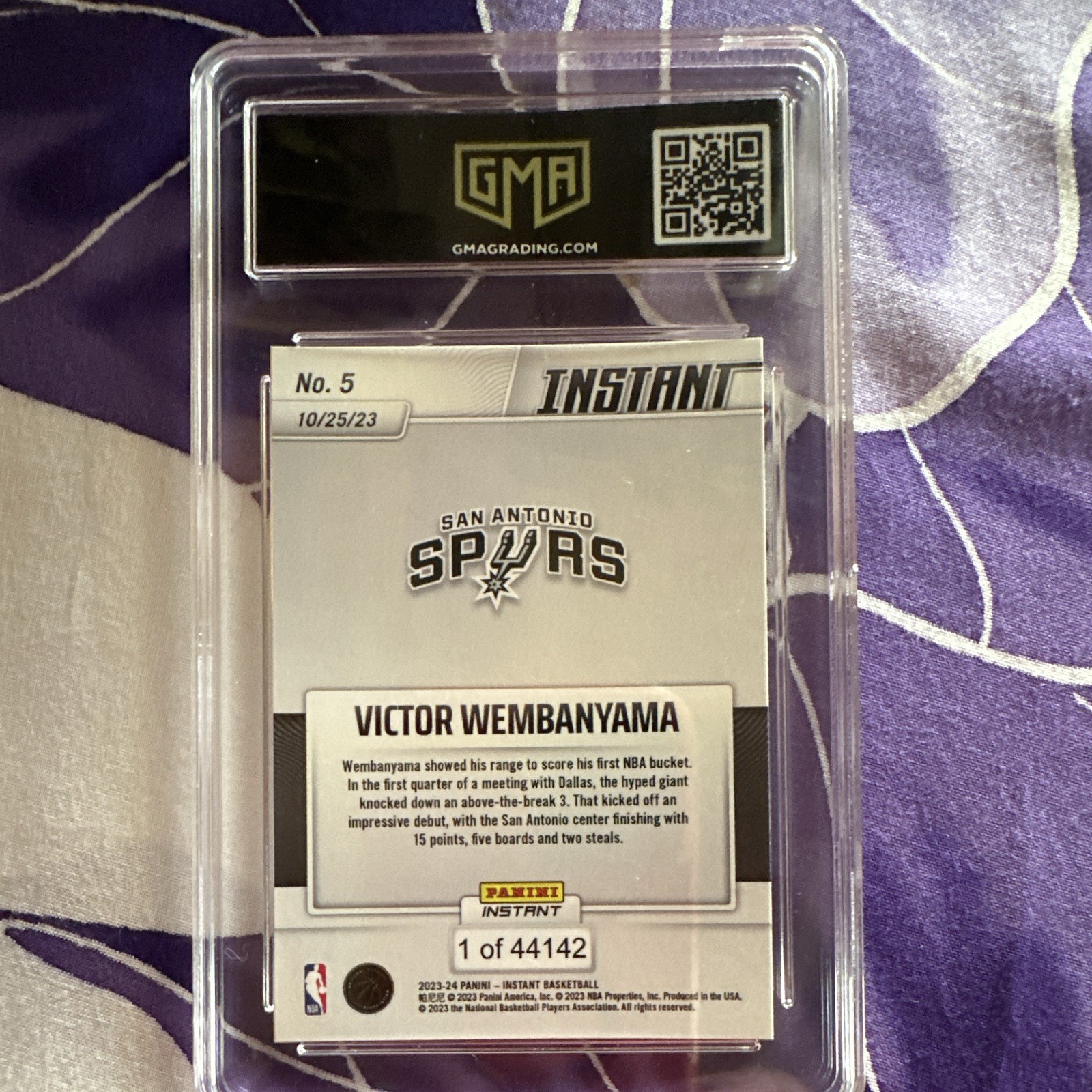 Panini Instant Victor Wembanyama RC #5 /44142 San Antonio Spurs GMA 10