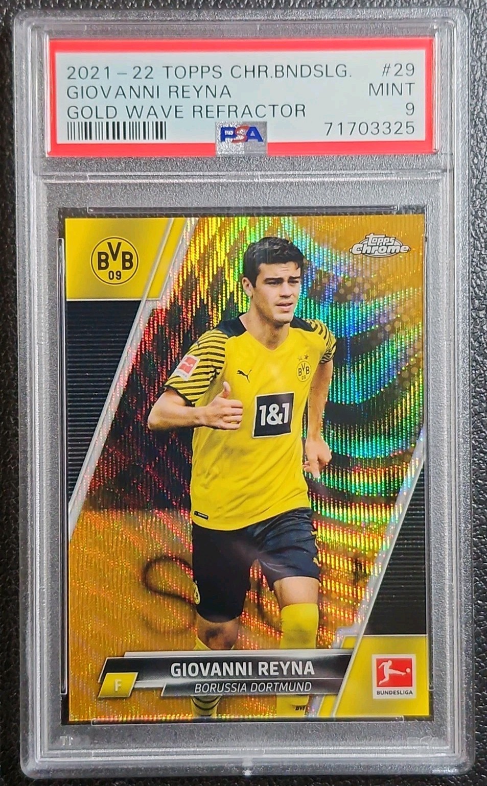2021-22 Topps Chrome Bundesliga GIOVANNI REYNA #29 Gold Wave Refractor /50 PSA 9