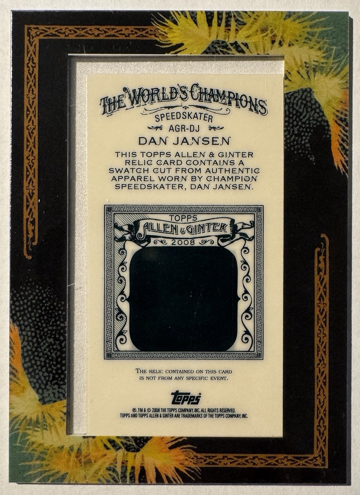 Dan Jansen Framed Mini Relic 2008 Topps Allen & Ginter Olympic Gold Medalist