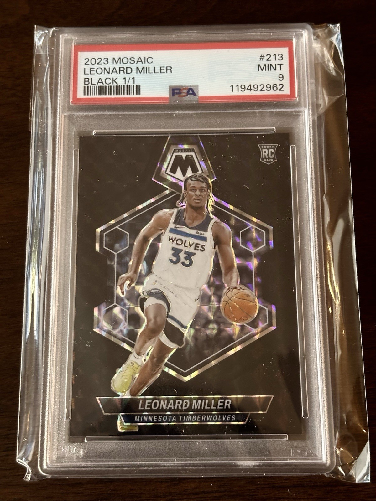 2023-24 Panini Mosaic Leonard Miller Rookie True Black Prizm 1/1 PSA 9 RC Rare