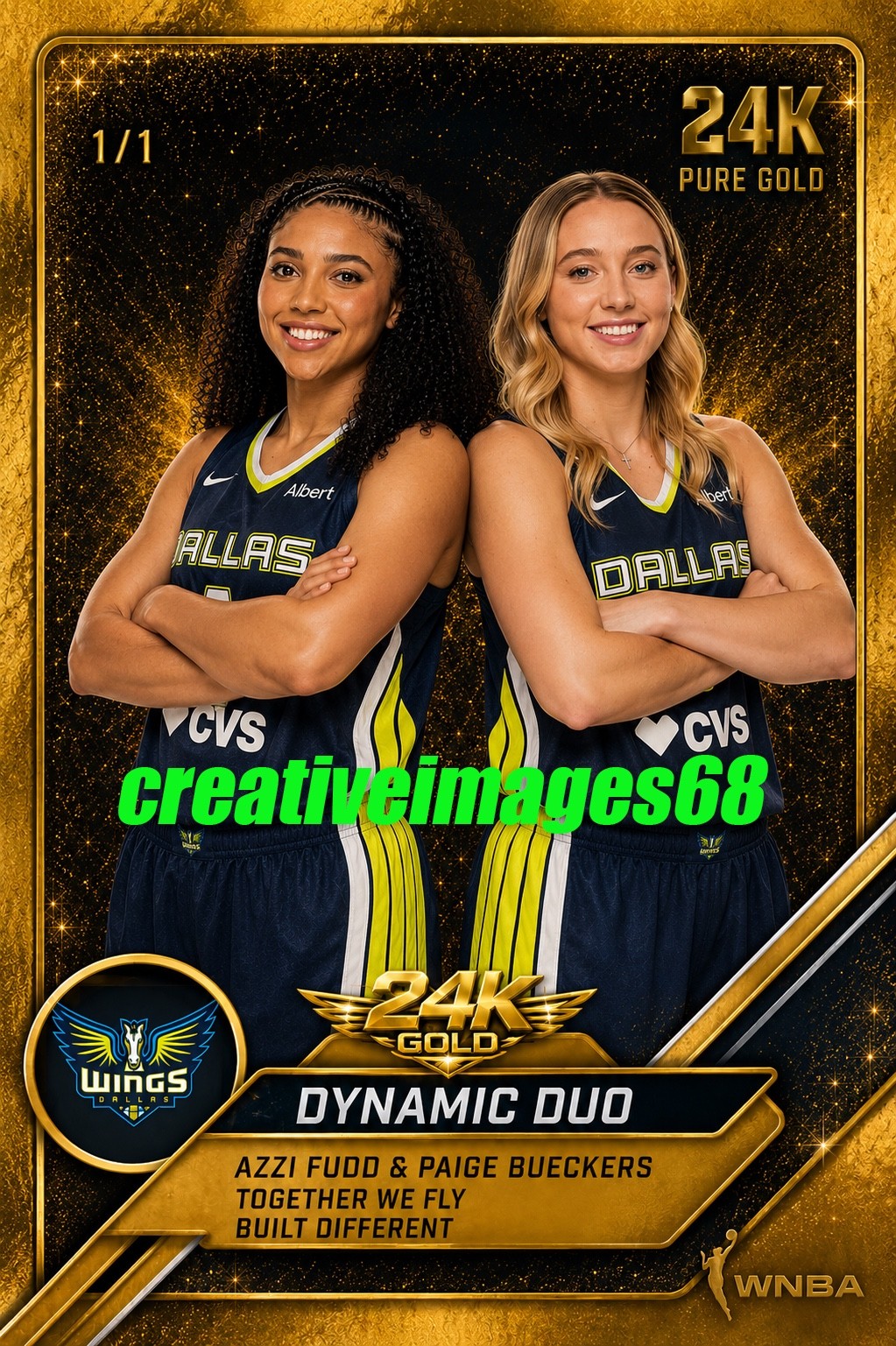 Azzi Fudd, Paige Bueckers WNBA Dallas Wings 4×6 PHOTO 24K PURE Gold Photo