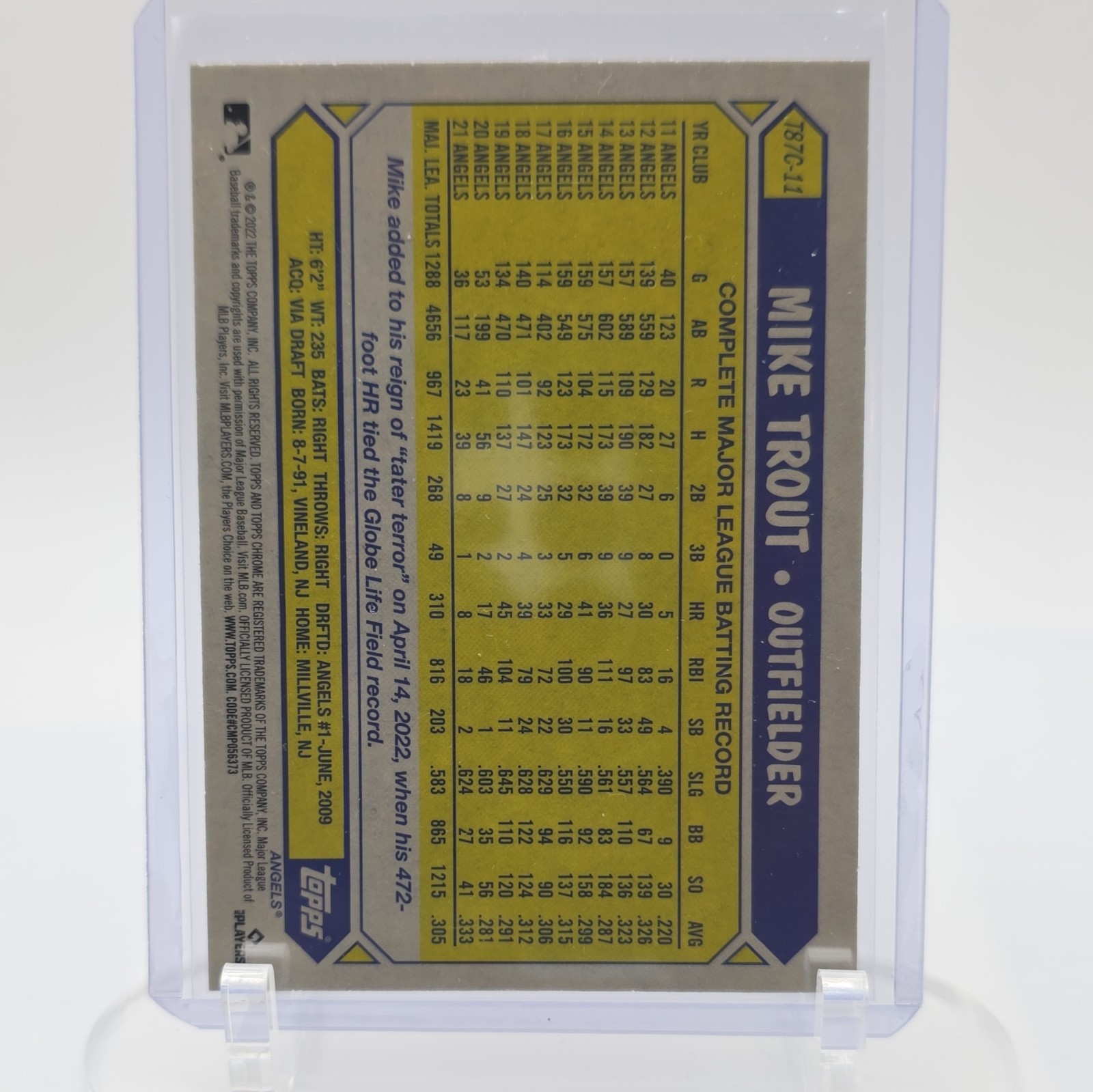 Topps 2022 Update 1987 Topps Chrome Silver Pack Mojo Mike Trout T87C-11