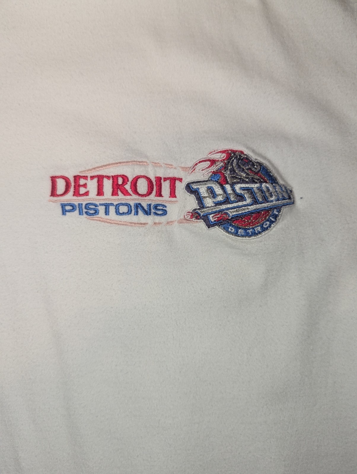 VTG Detroit Pistons Mens Polo Shirt Large Pro Edge Y2K Cotton White Old Logo 90s