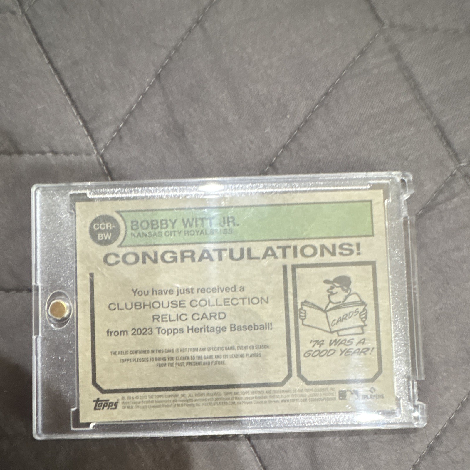 Topps 2023 Heritage Bobby Witt Jr. Royals Clubhouse Relics #CCR-BW