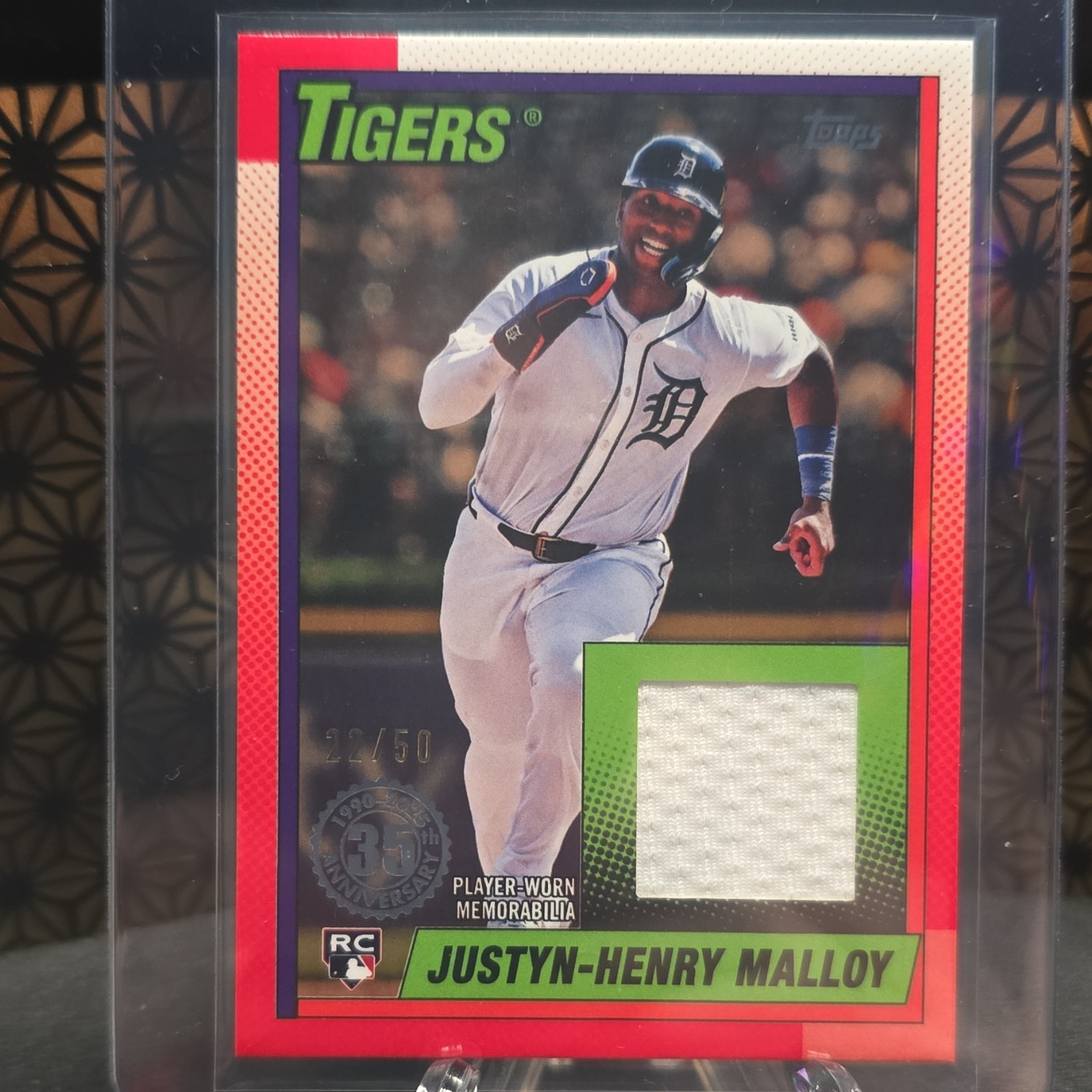 2025 Topps 1990 Relics Justyn-Henry Malloy Tigers Gold 22/50 Rookie card