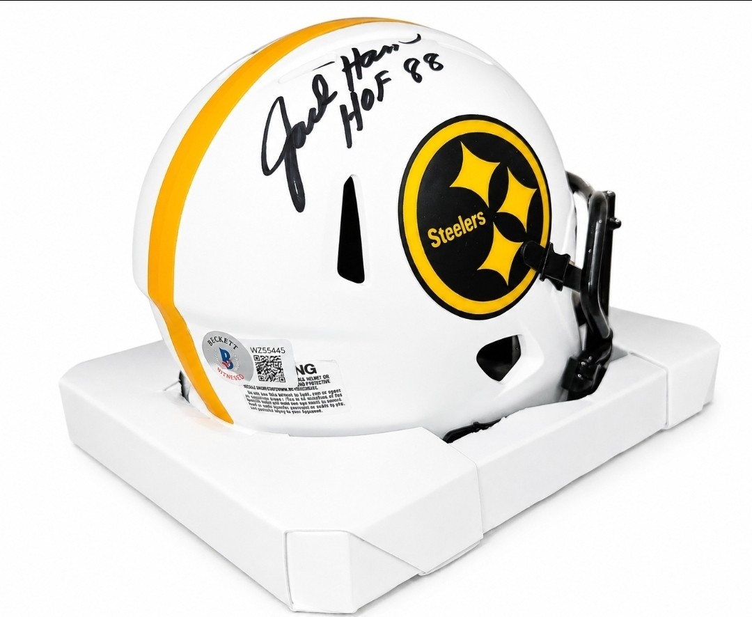 Jack Ham HOF Signed/Inscr White Lunar Mini Helmet Steelers Becket Certification