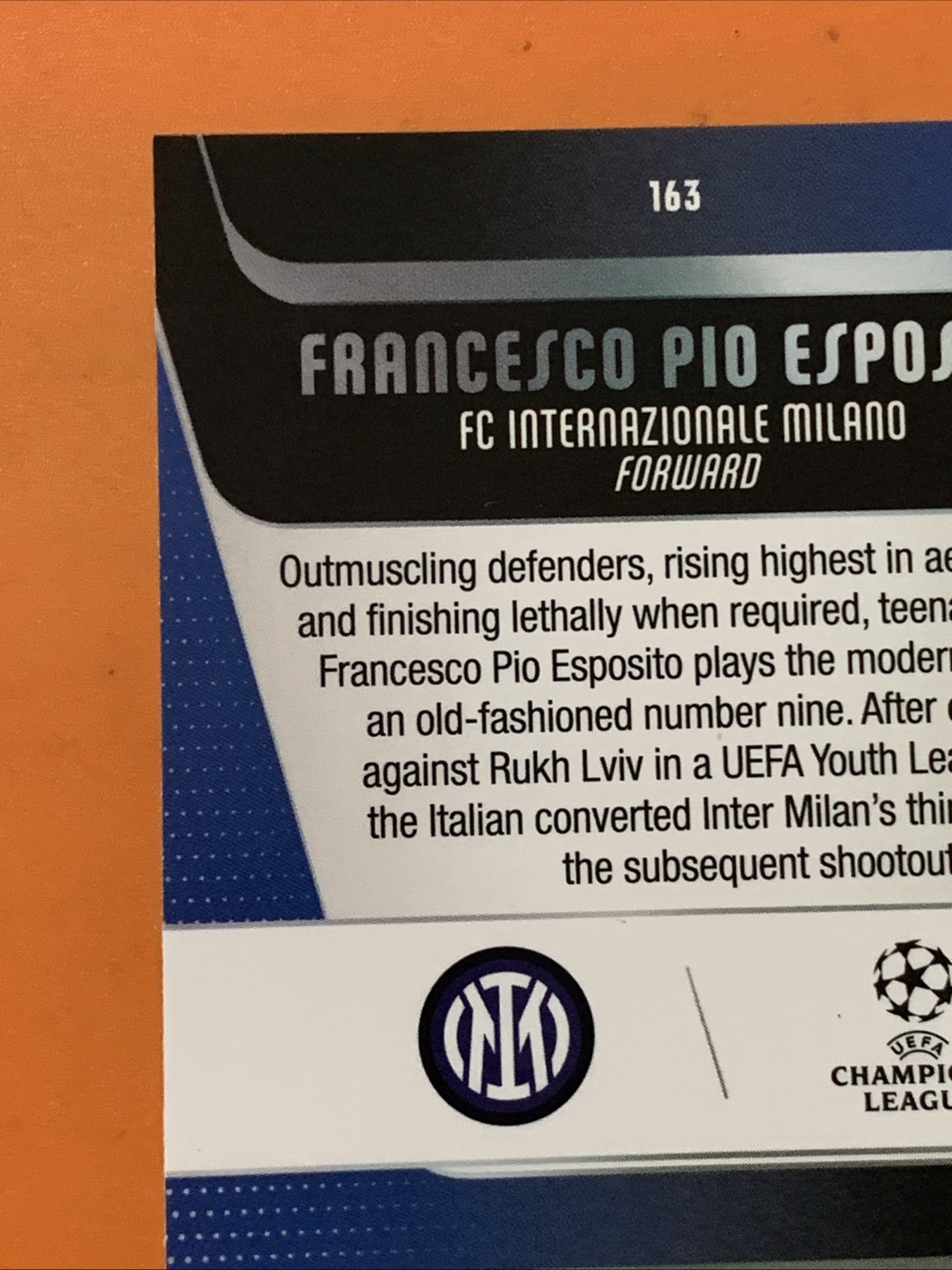 2025-26 Topps Uefa Club Competitions – Francesco Pio Esposito #163 (RC)
