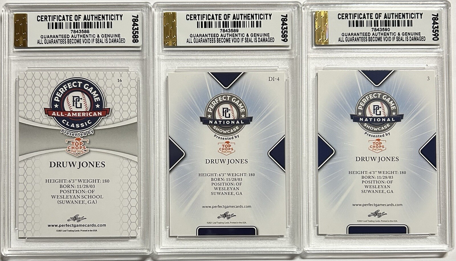 YOU PICK ALL 303 – 2021 LEAF PERFECT GAME Graded GEM-MT 10 ROOKIE HOLLIDAY/JONES