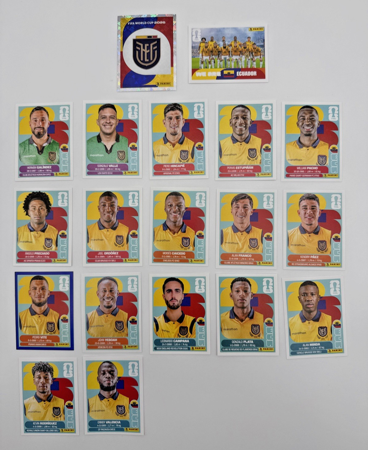 2026 100% Authentic Panini FIFA World Cup Ecuador Stickers Pick Team Logo Player