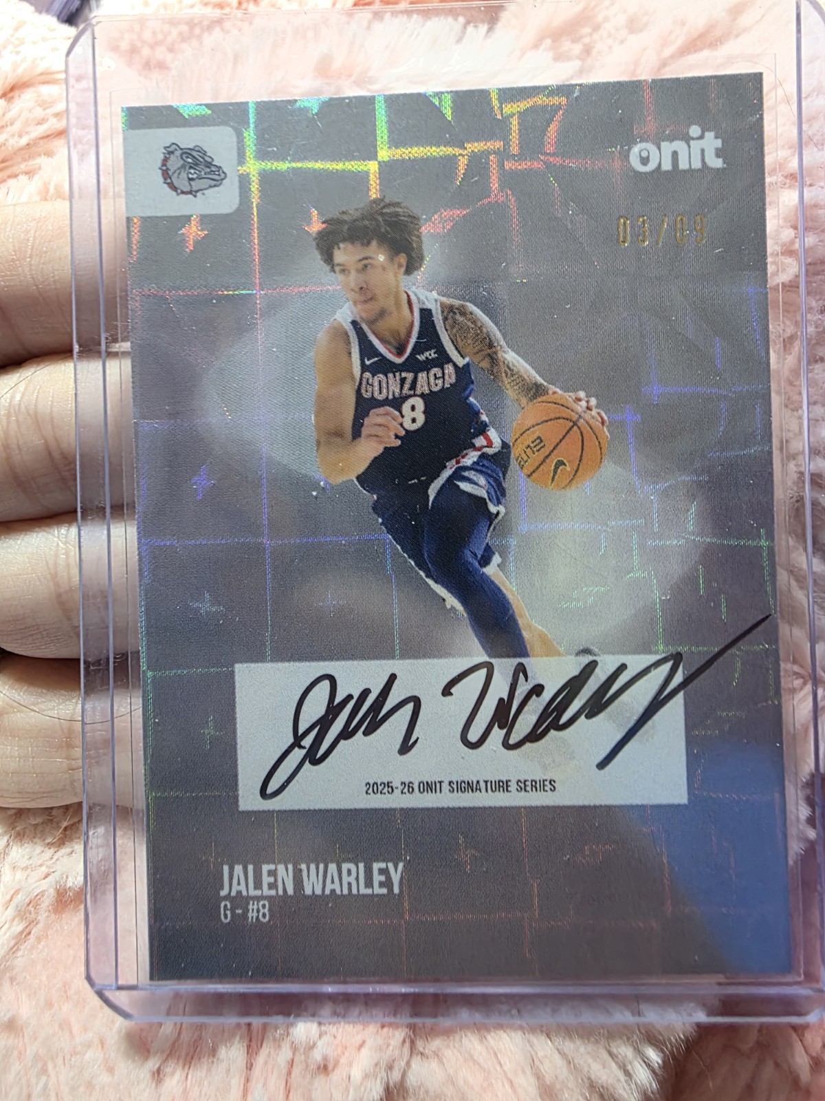 Jalen Warley 2025-26 Onit Gonzaga Bulldogs Basketball Signatures Auto 043/110