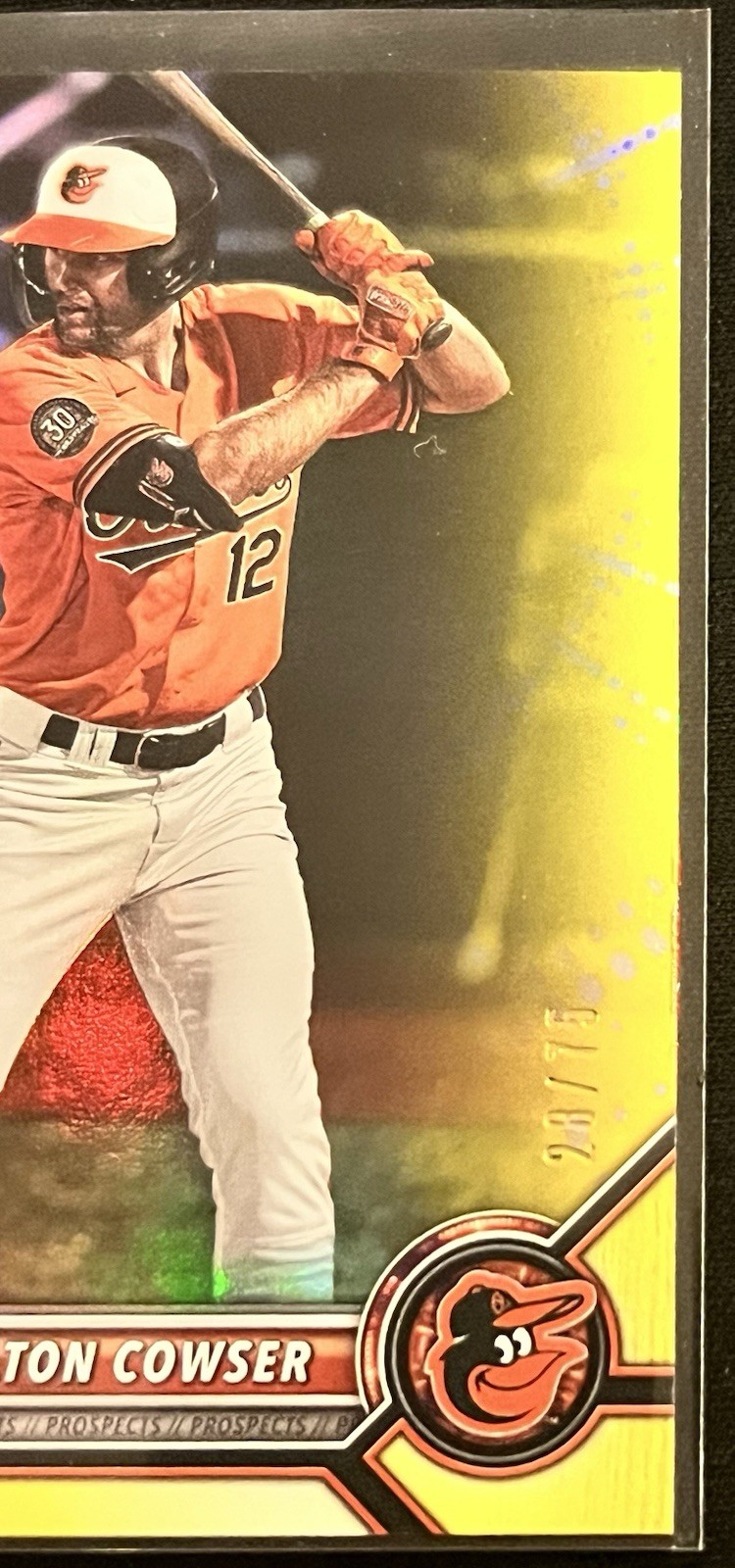 2022 Bowman Draft Colton Cowser #BD-149 Baltimore Orioles 1st Edition Yellow /75