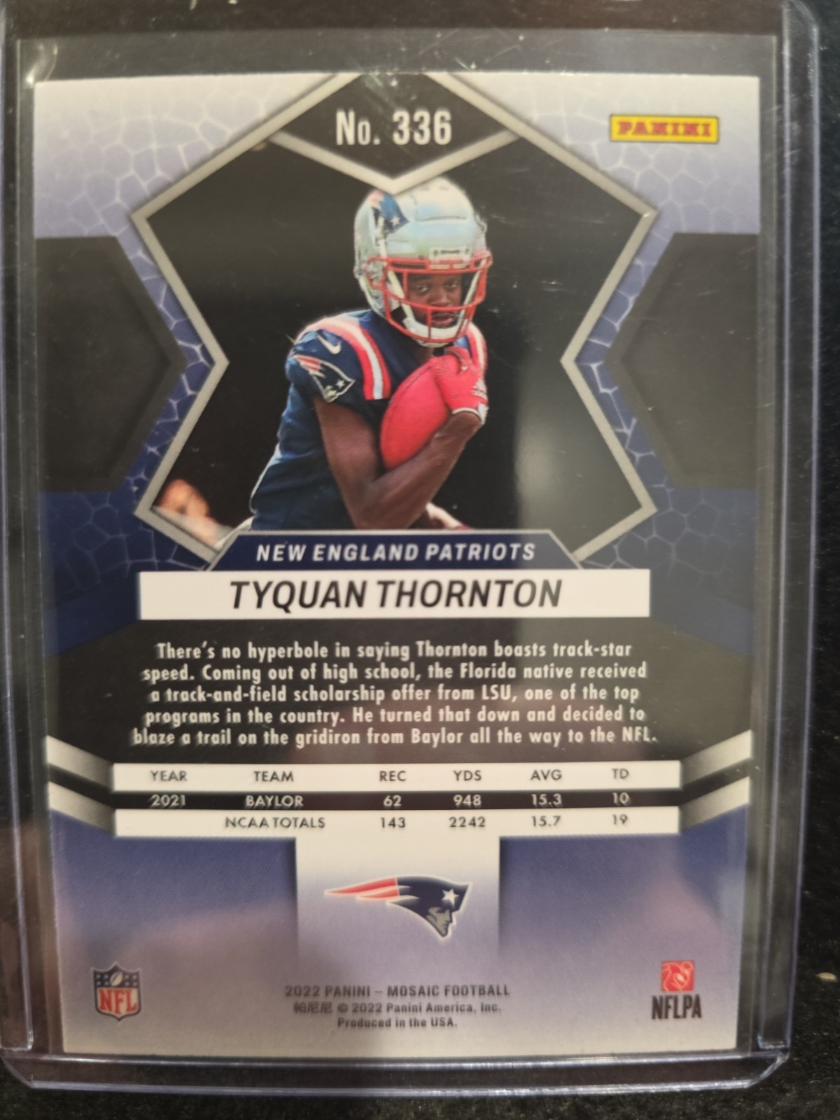 2022 Panini Mosaic #336 Tyquan Thornton Rookie New England Patriots