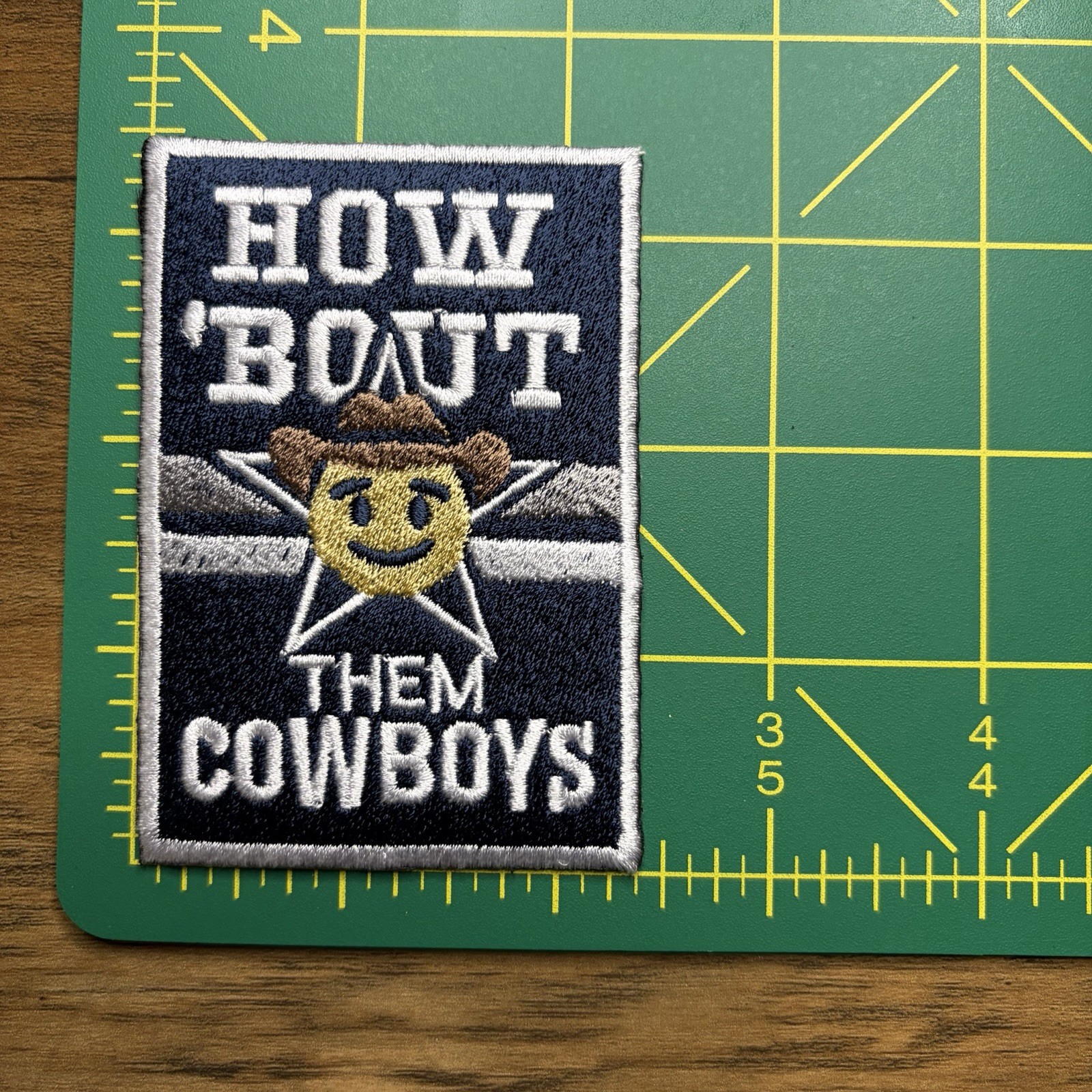 Embroidered How Bout Them Dallas Cowboys Iron On Patch 3.5 x 2 inches
