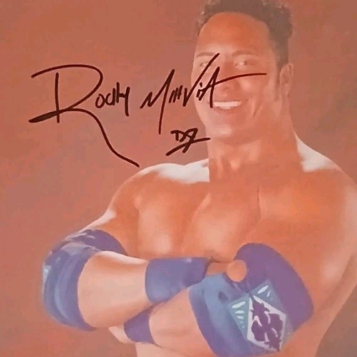 Rocky Maivia | The Rock Autographed 12×18 Framed WWE Pro Wrestling Photo