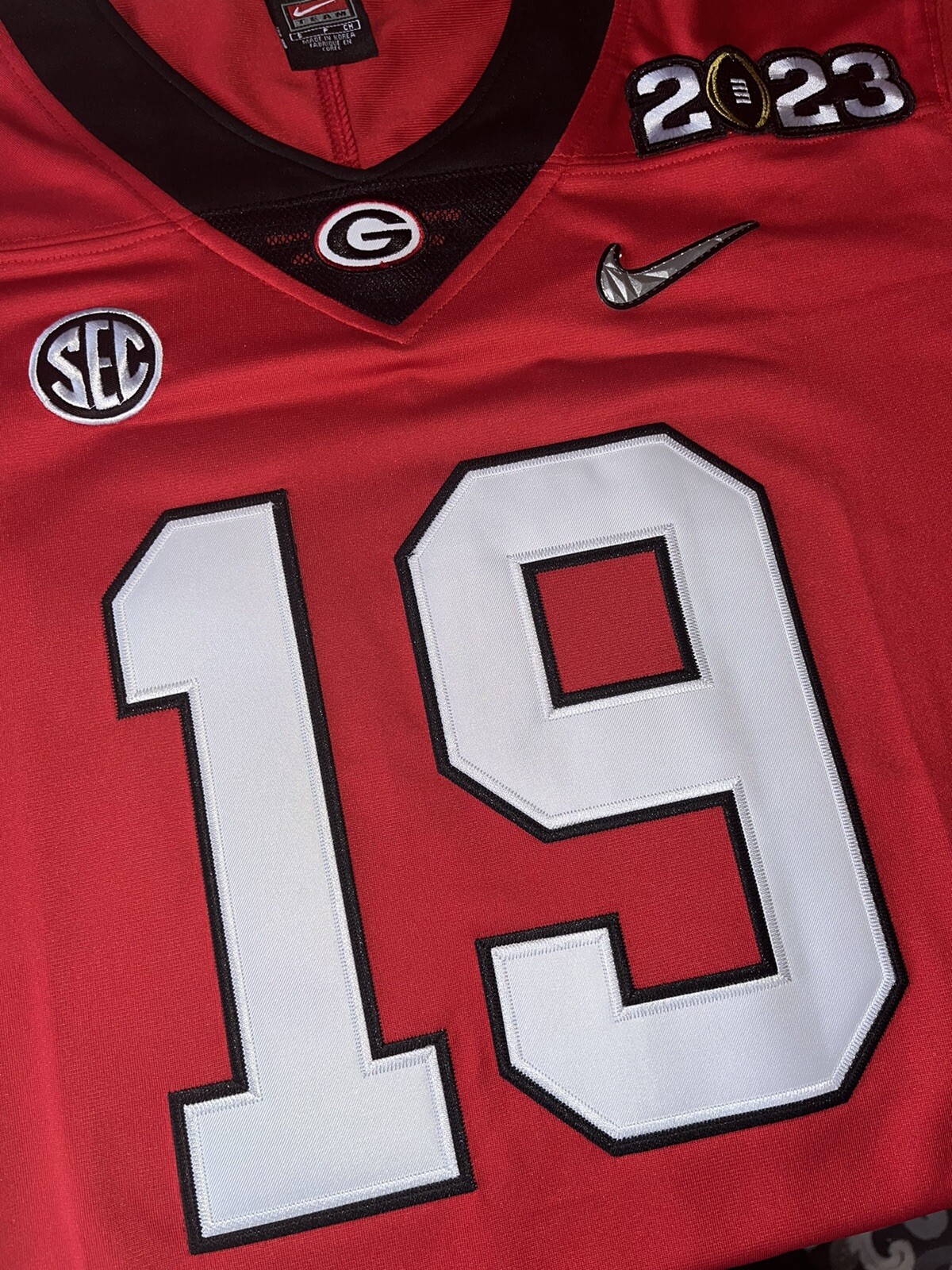 Brock Bowers Georgia Red Jersey Bulldogs Playoff Patch Stitched 19 All Sizes NWT