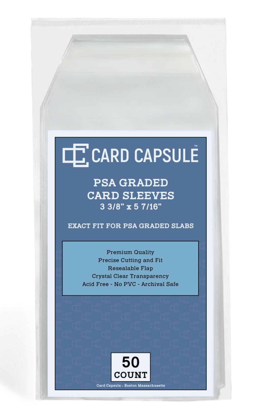 50 Count Graded Card Sleeves Exact Fit for PSA Slabs Resealable Sleeves Bags.