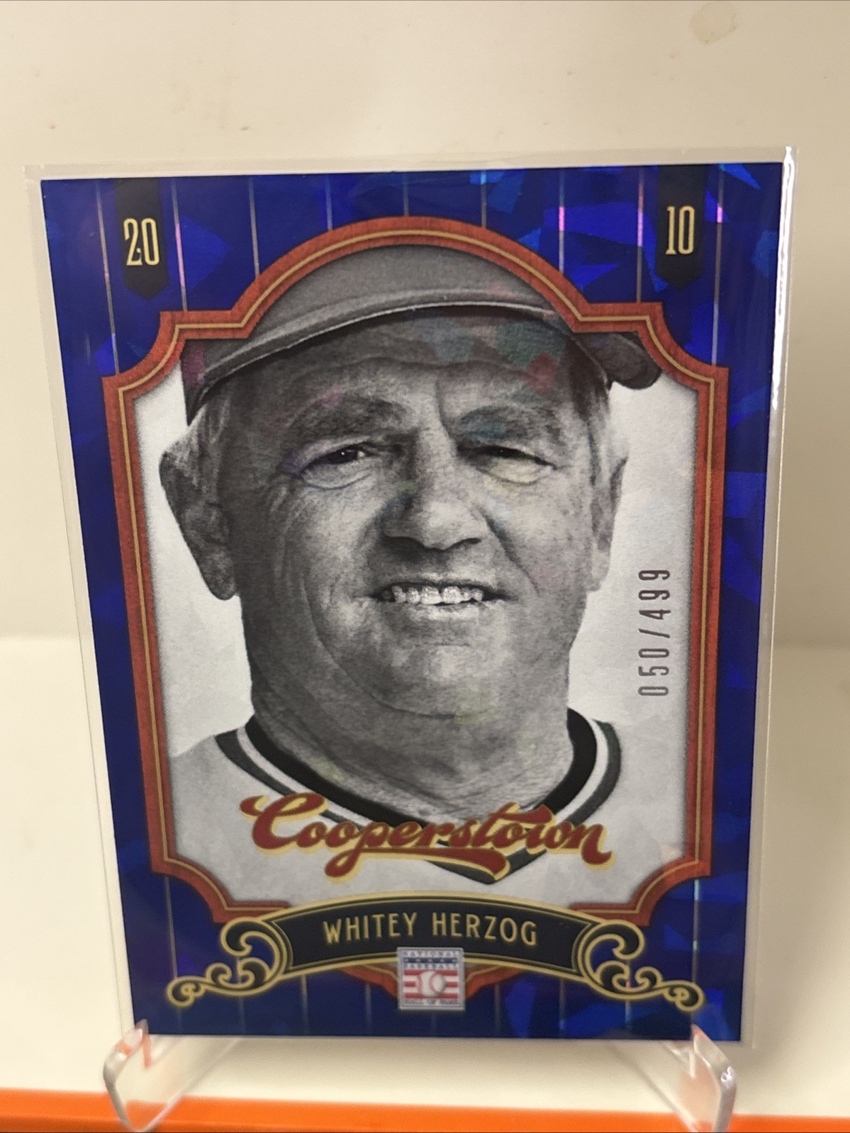 2012 Cooperstown Blue Crystal Collection Whitey Herzog #050/499 Cardinals