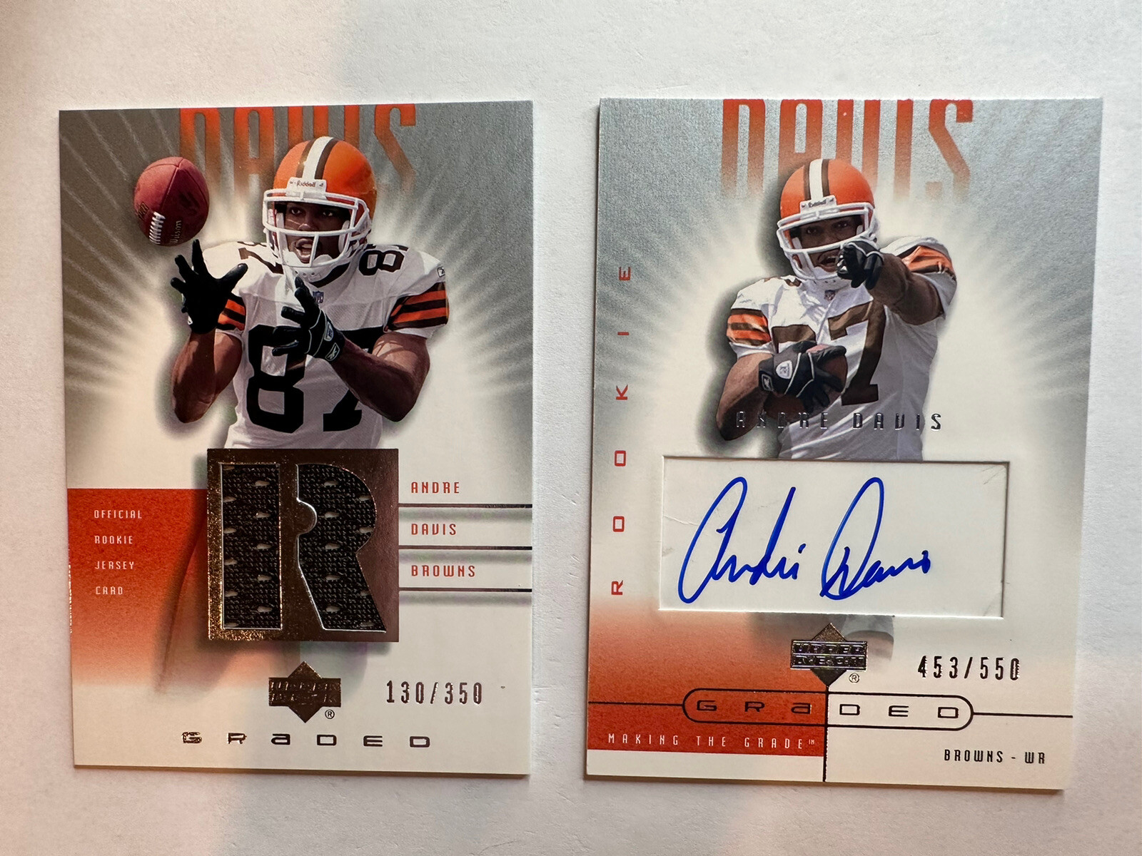 Andre Davis – 2002 Upper Deck Graded Rookie Autograph RC Auto /550 + Jersey /350